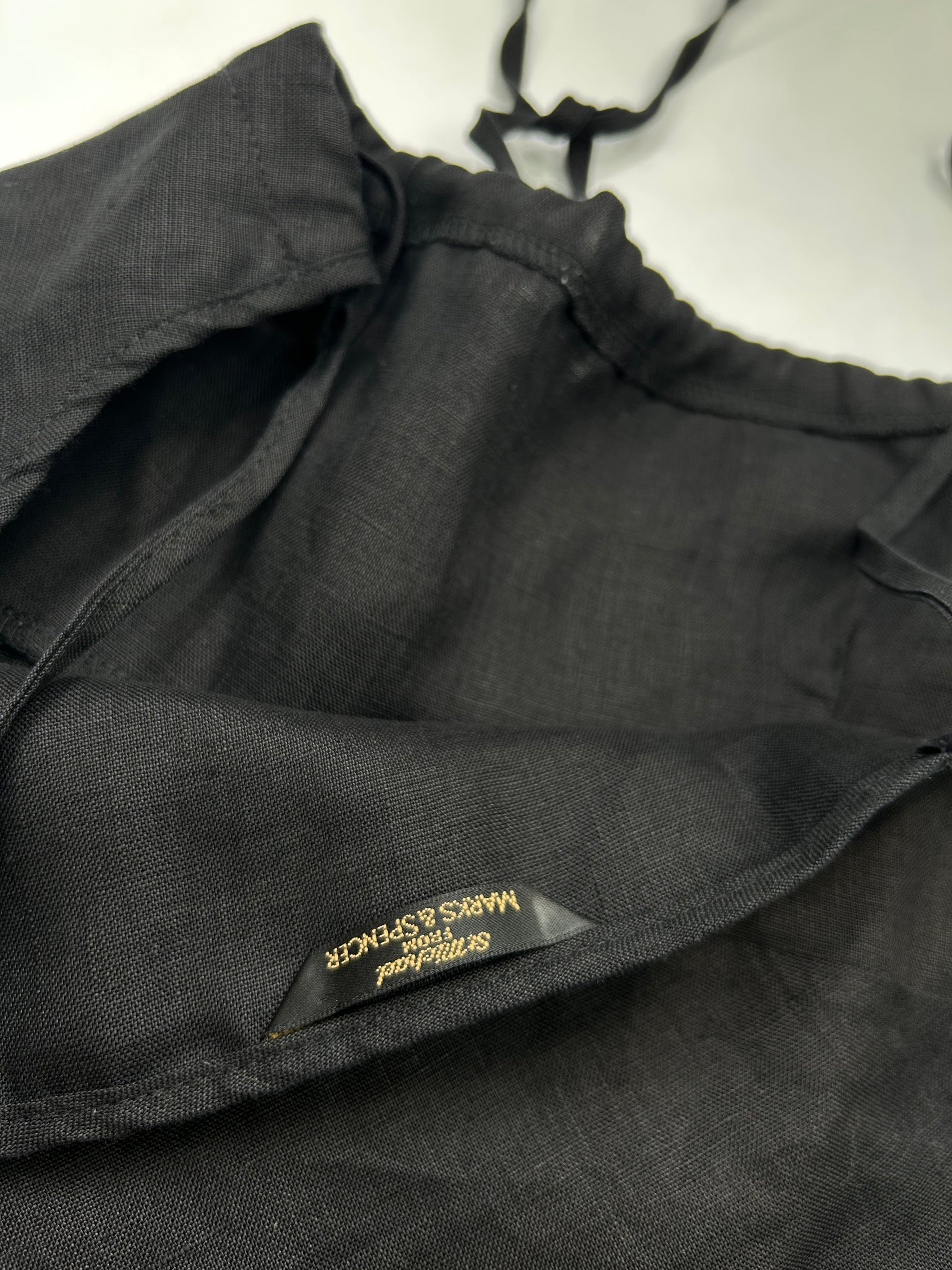 Black 100% linen tie up cami top (M)