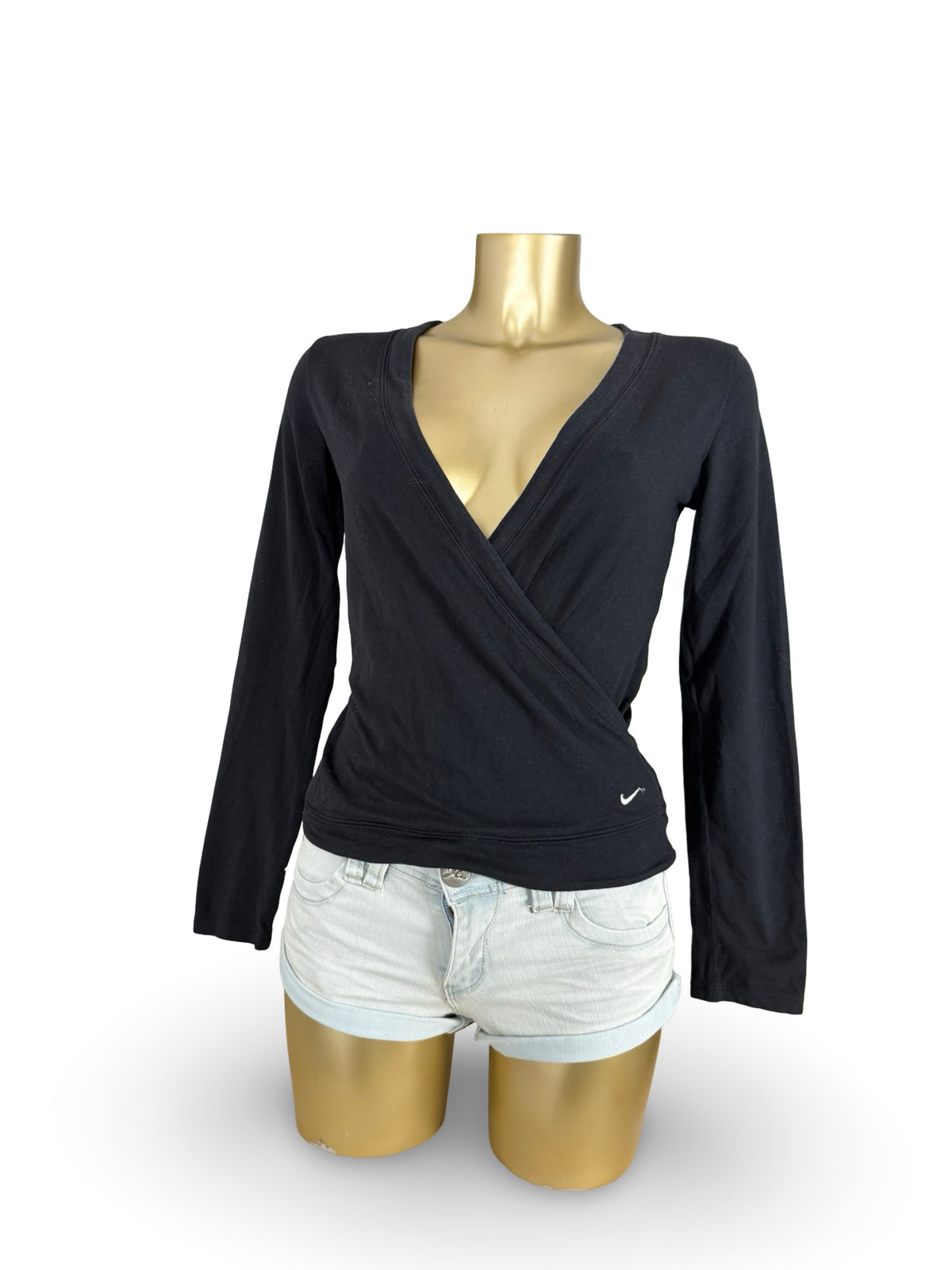 Black tie up wrap around top (M)