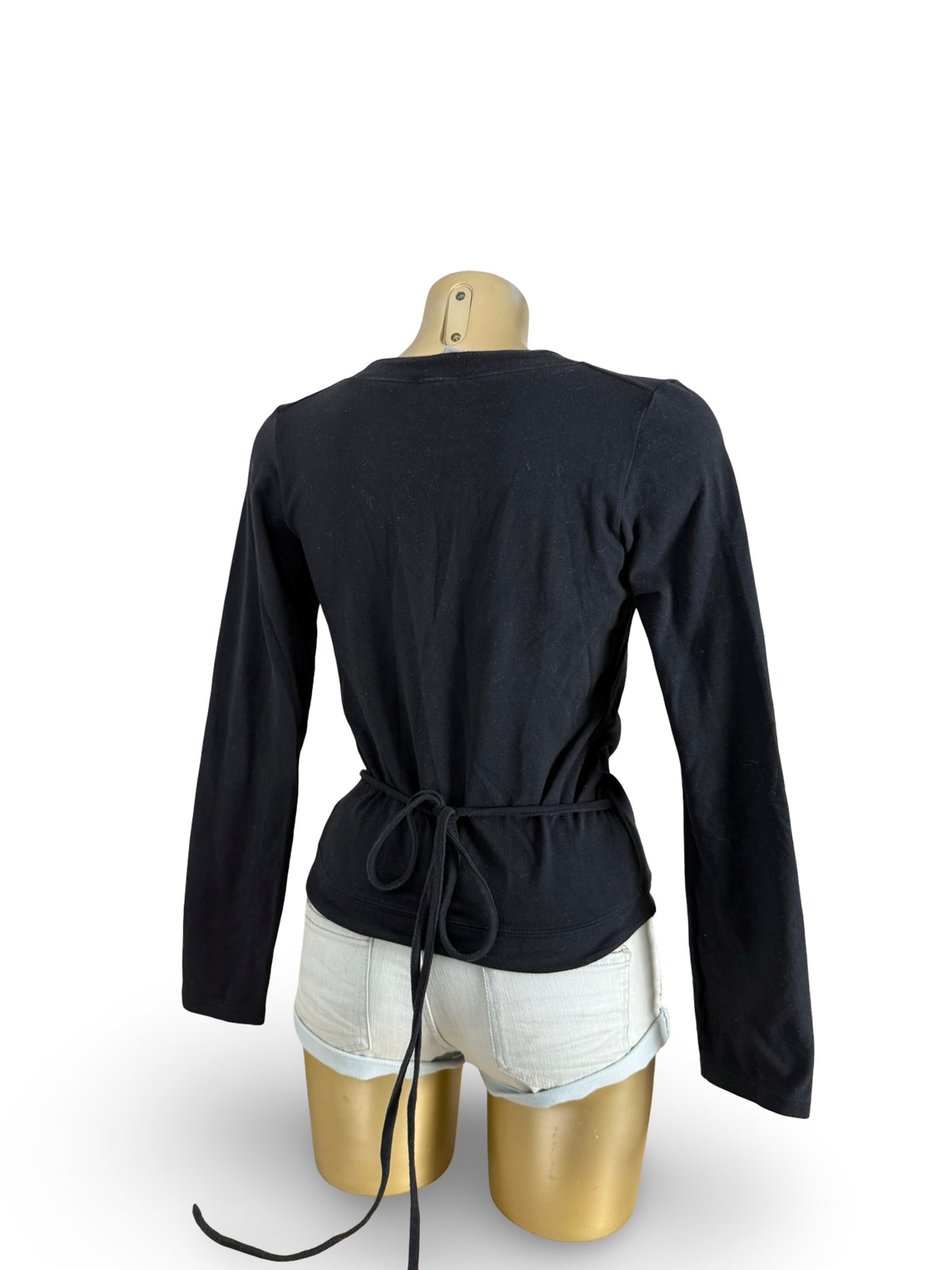 Black tie up wrap around top (M)