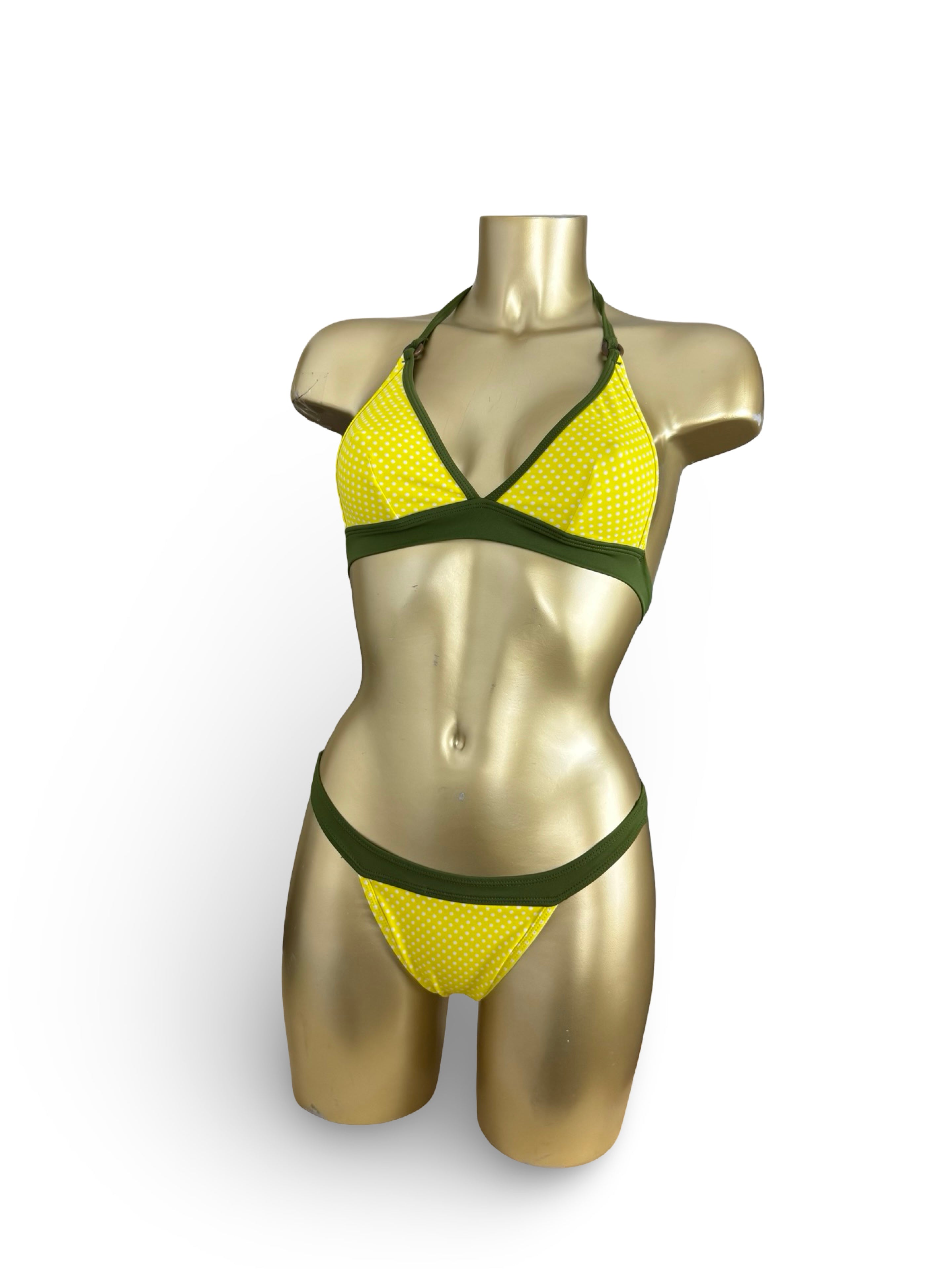 Yellow polka dots thong bikini set (XS/S)