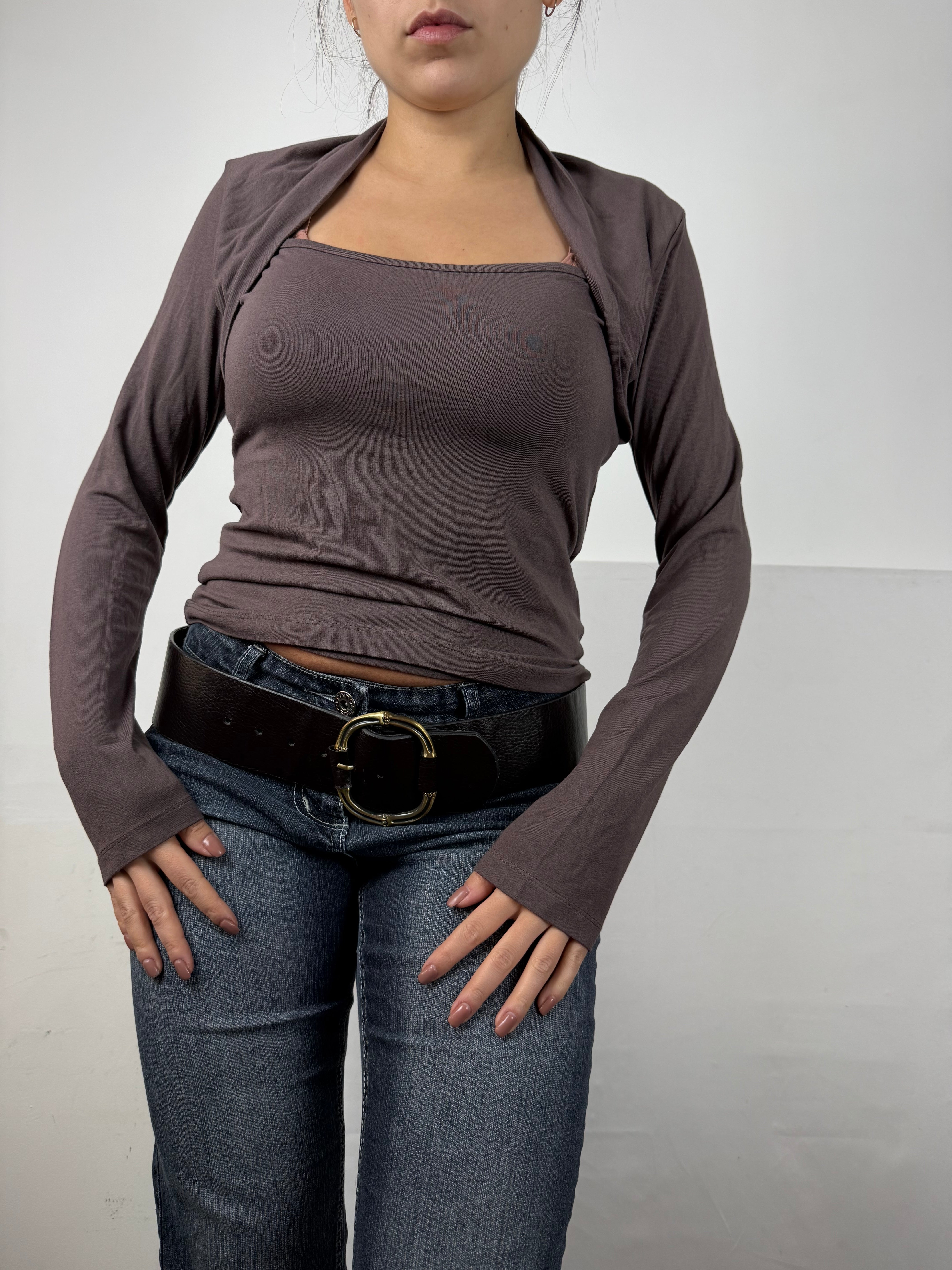 Brown stretchy long sleeves top (M/L)