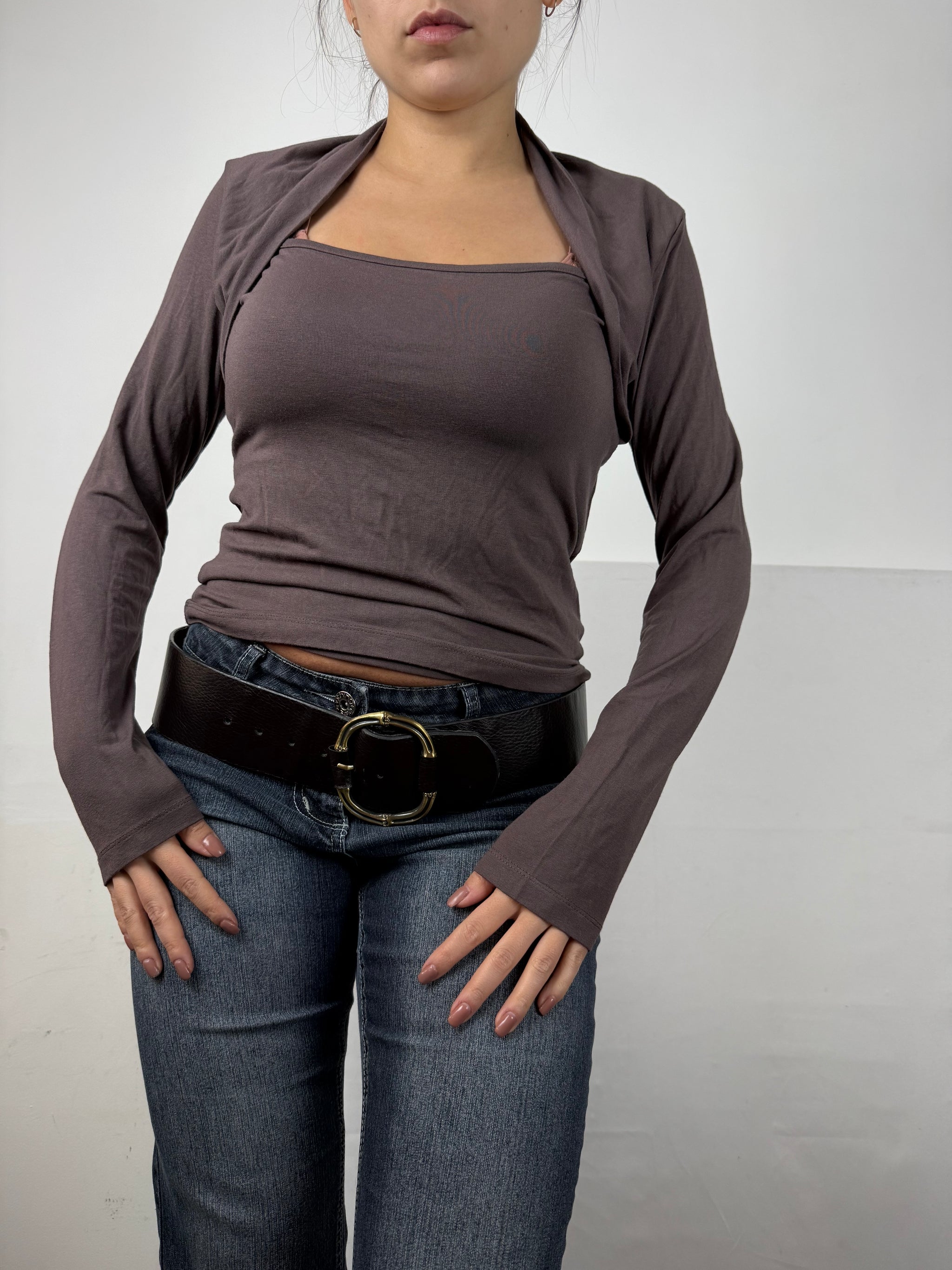 Brown stretchy long sleeves top (M/L)