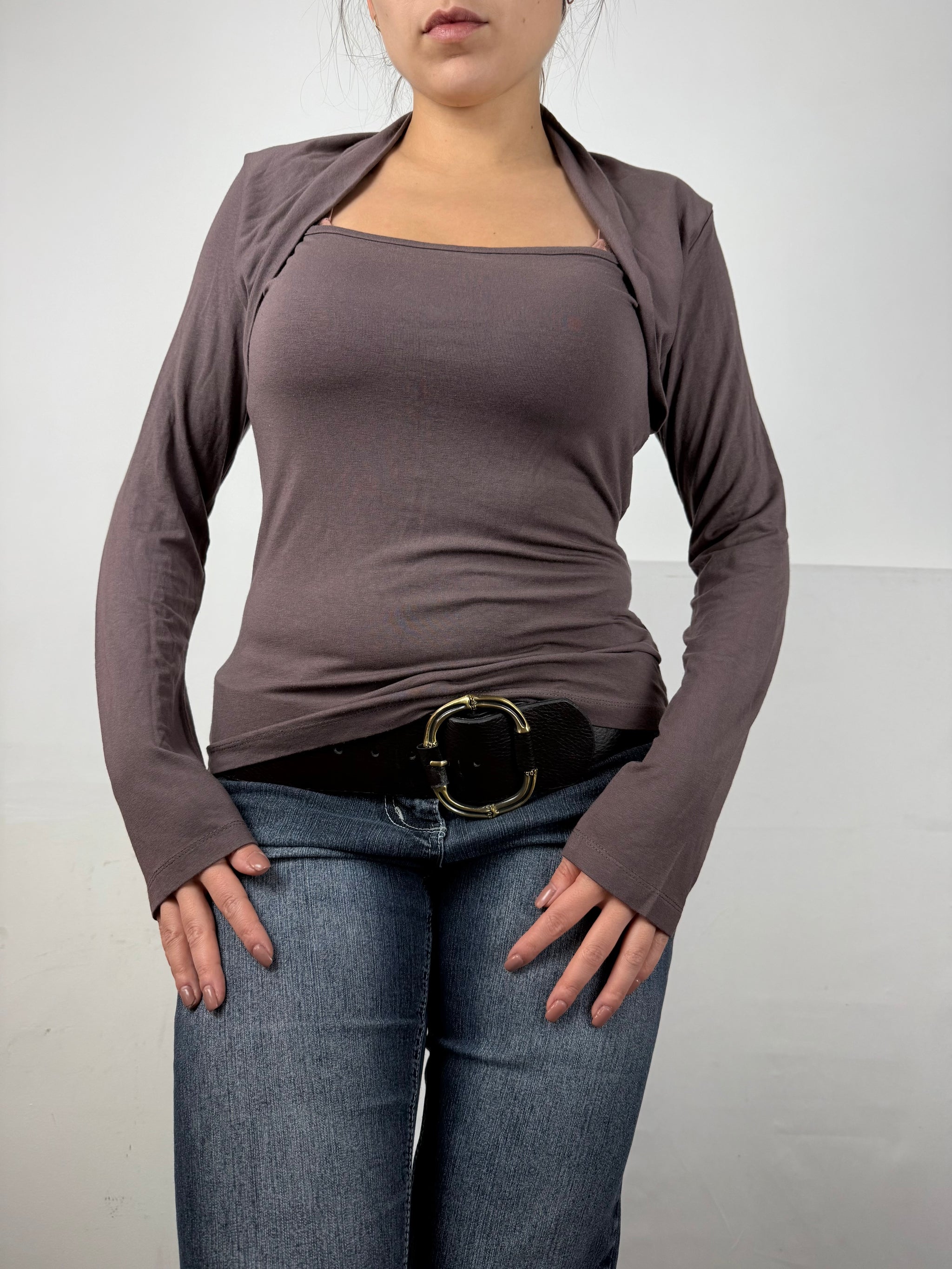 Brown stretchy long sleeves top (M/L)