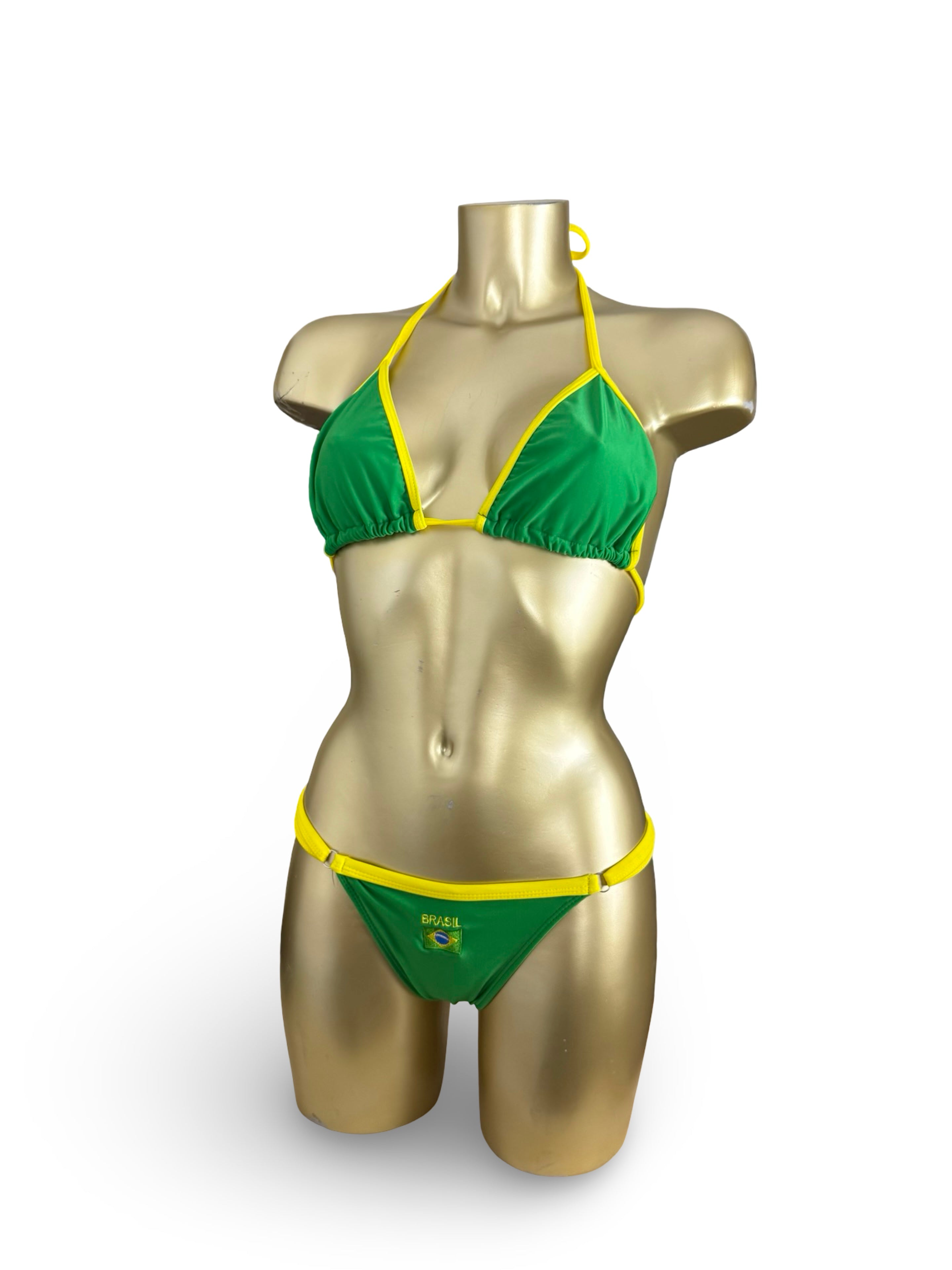 Green Brazil low rise thong bikini set (M)