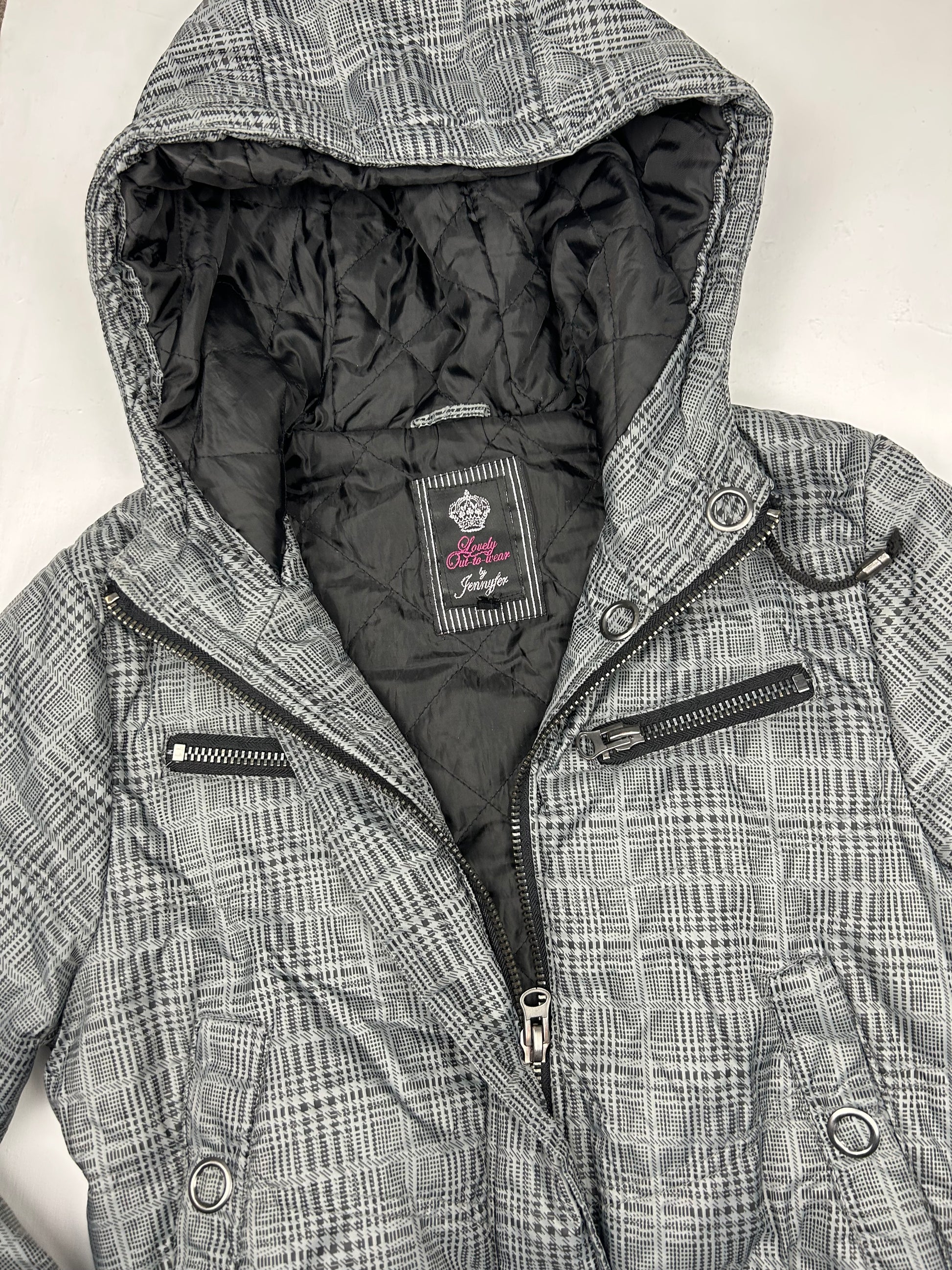 Grey crop puffer jacket (S)