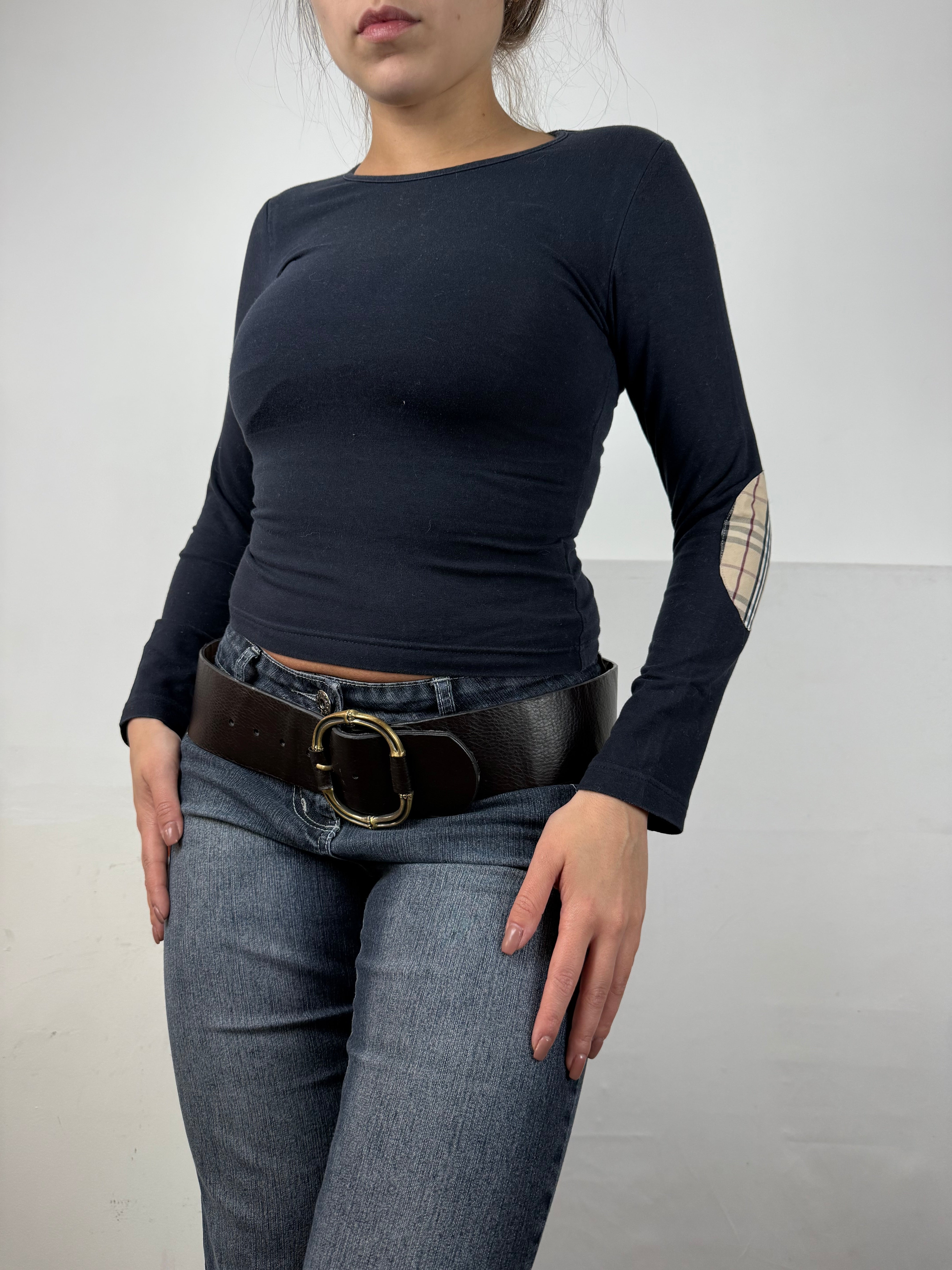Black cotton long sleeves top (XS)
