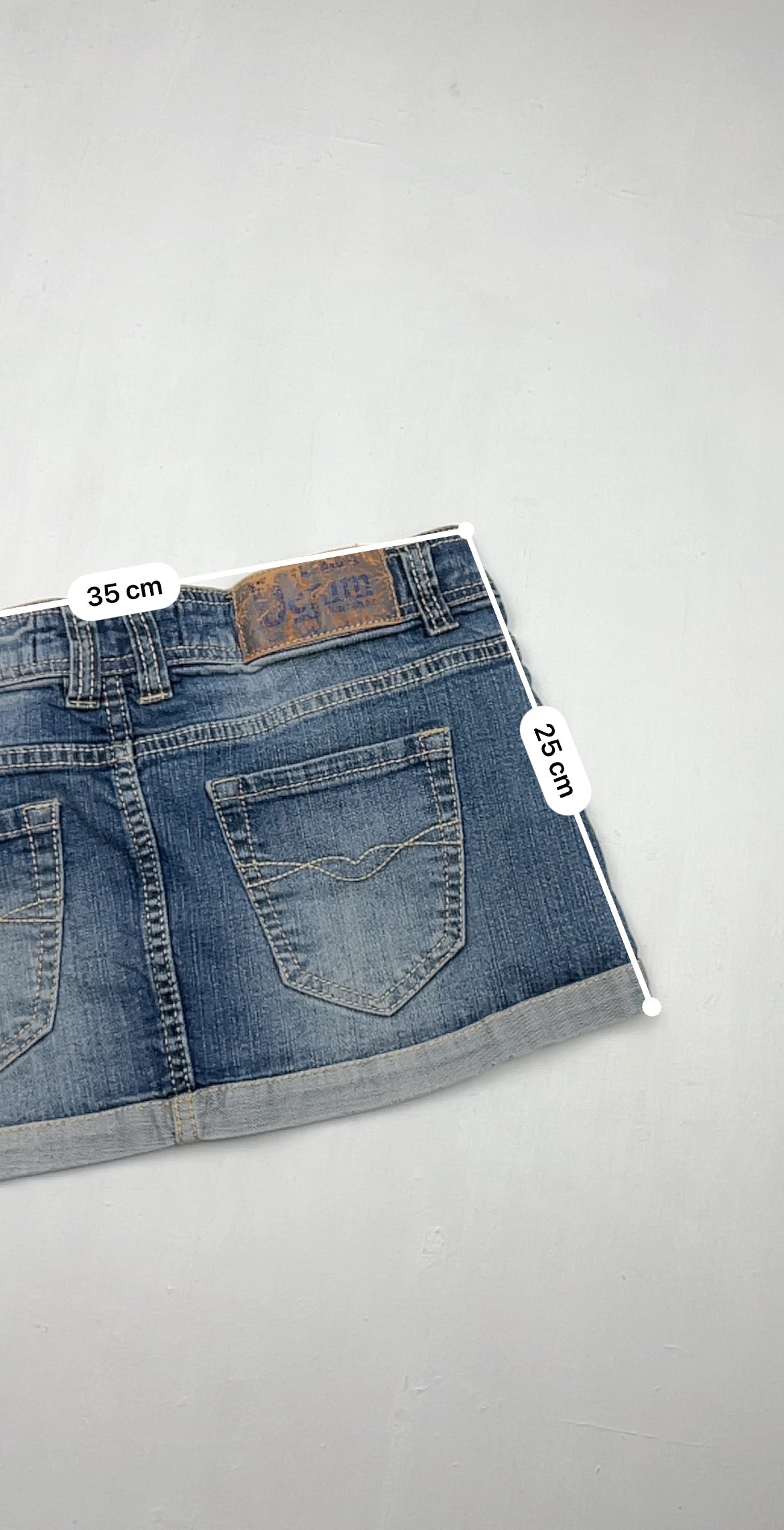 Blue denim low rise mini skirt (S)