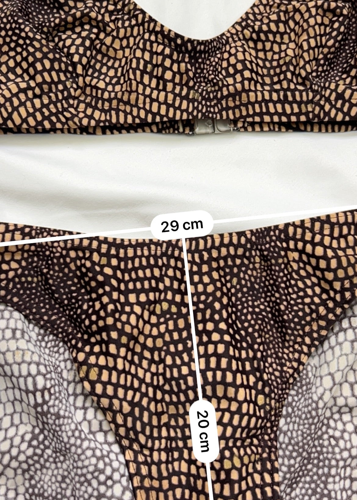 Brown snake print low rise bikini set (S)