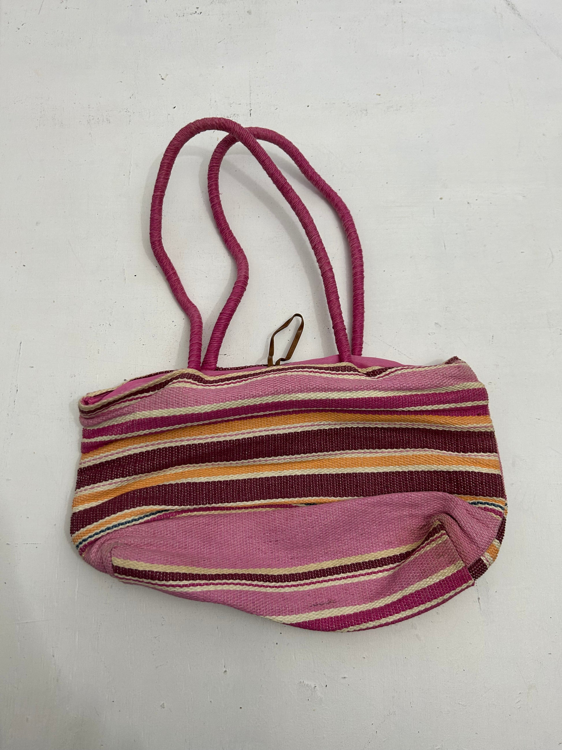 Pink striped small besace knitted shoulder bag y2k vintage