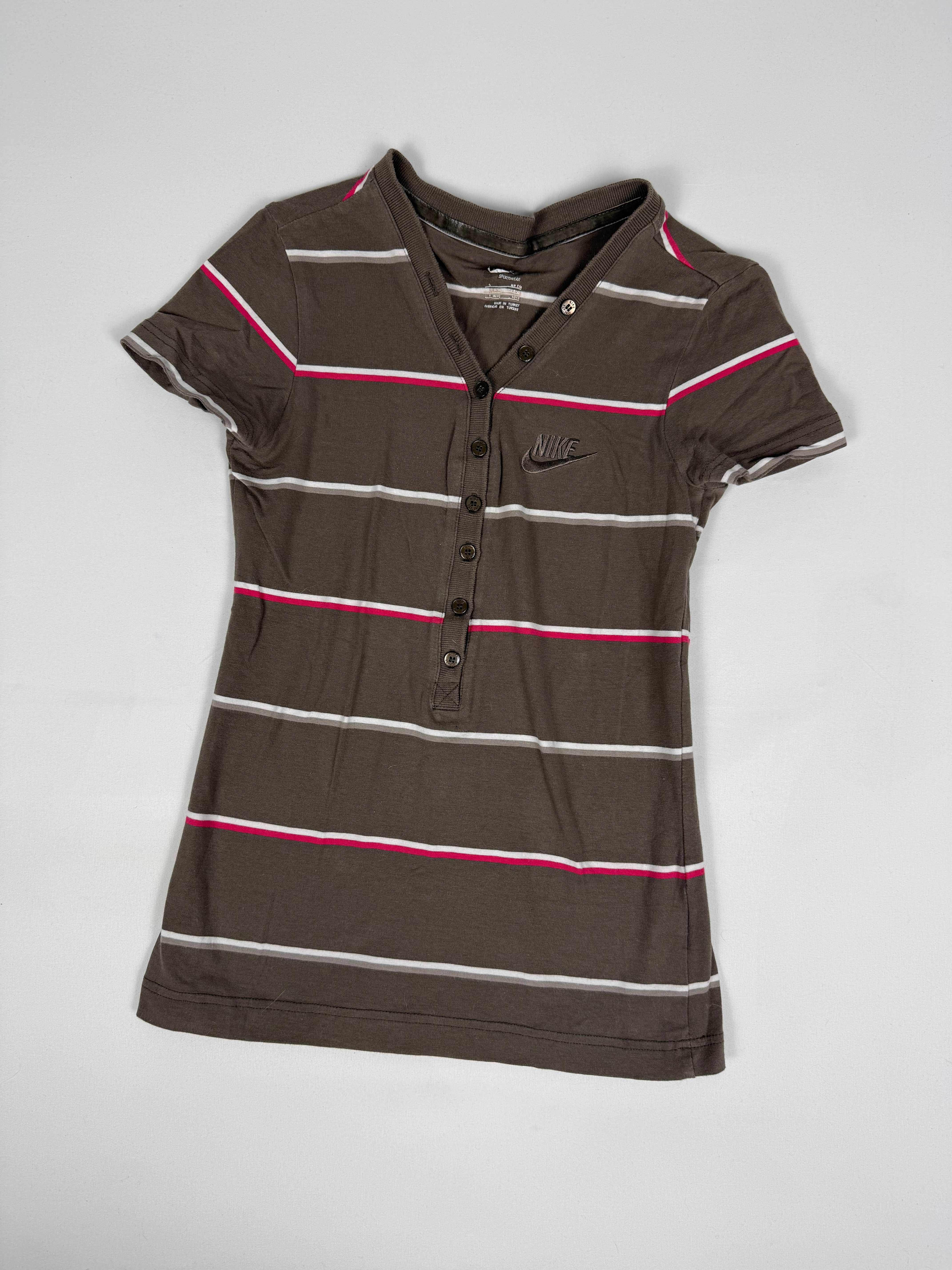 Brown striped polo tee (M)