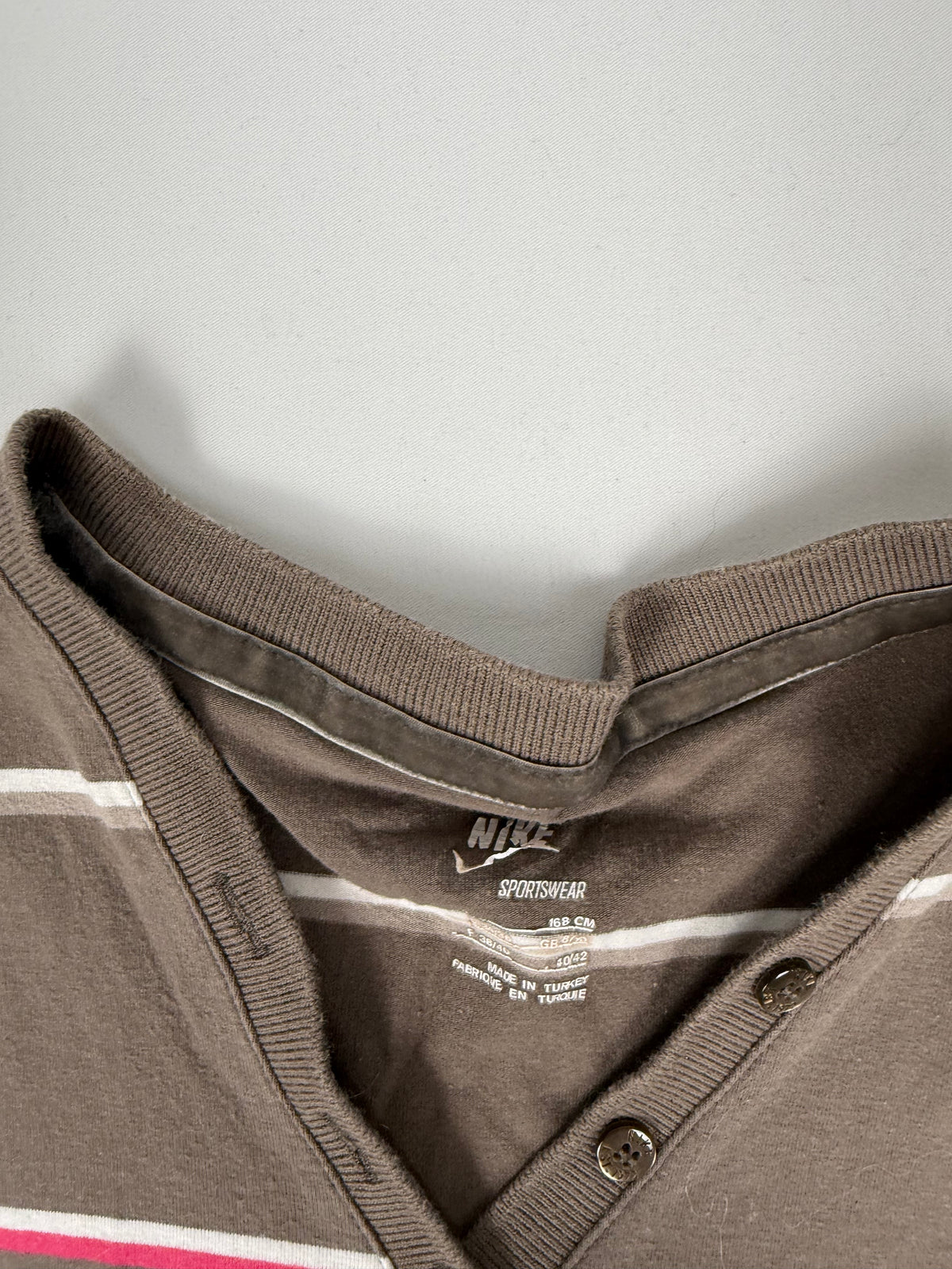 Brown striped polo tee (M)