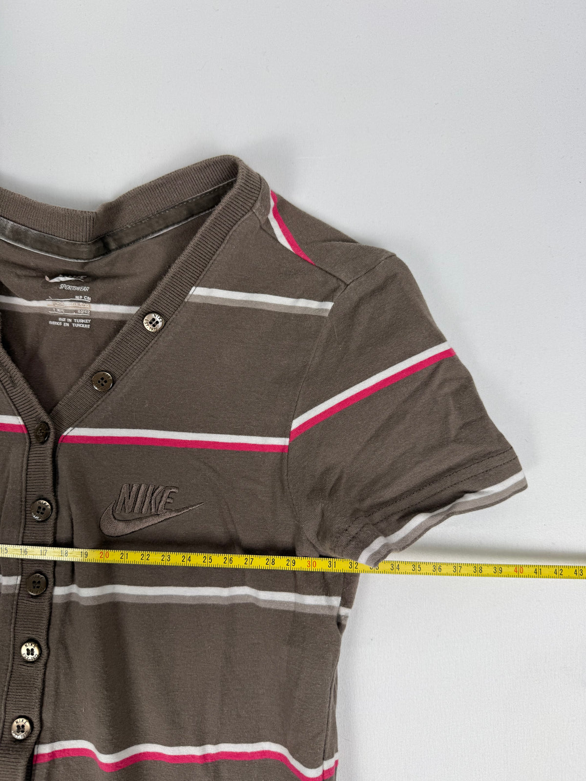 Brown striped polo tee (M)