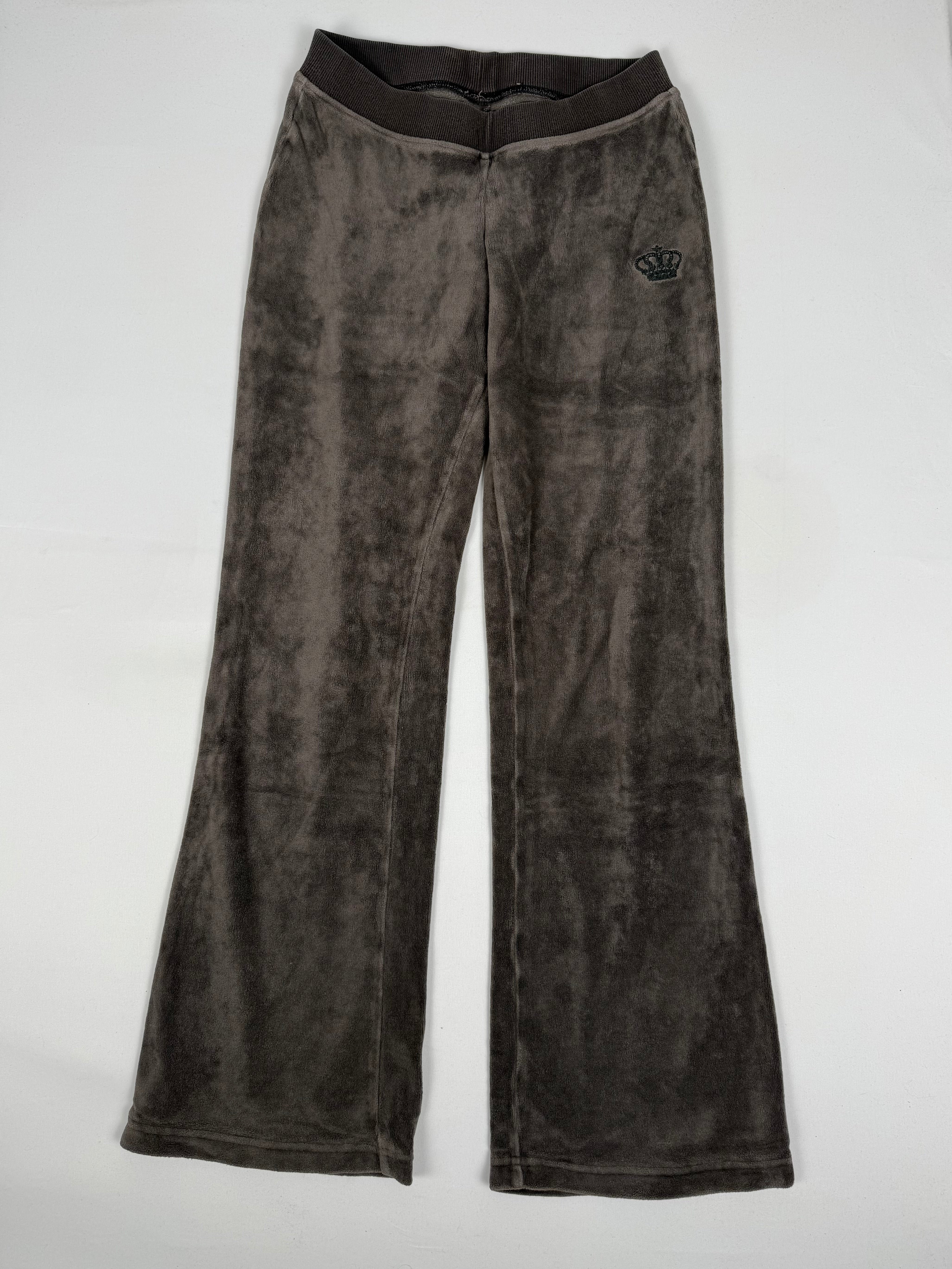 Brown velvet low rise flare pants (XS)