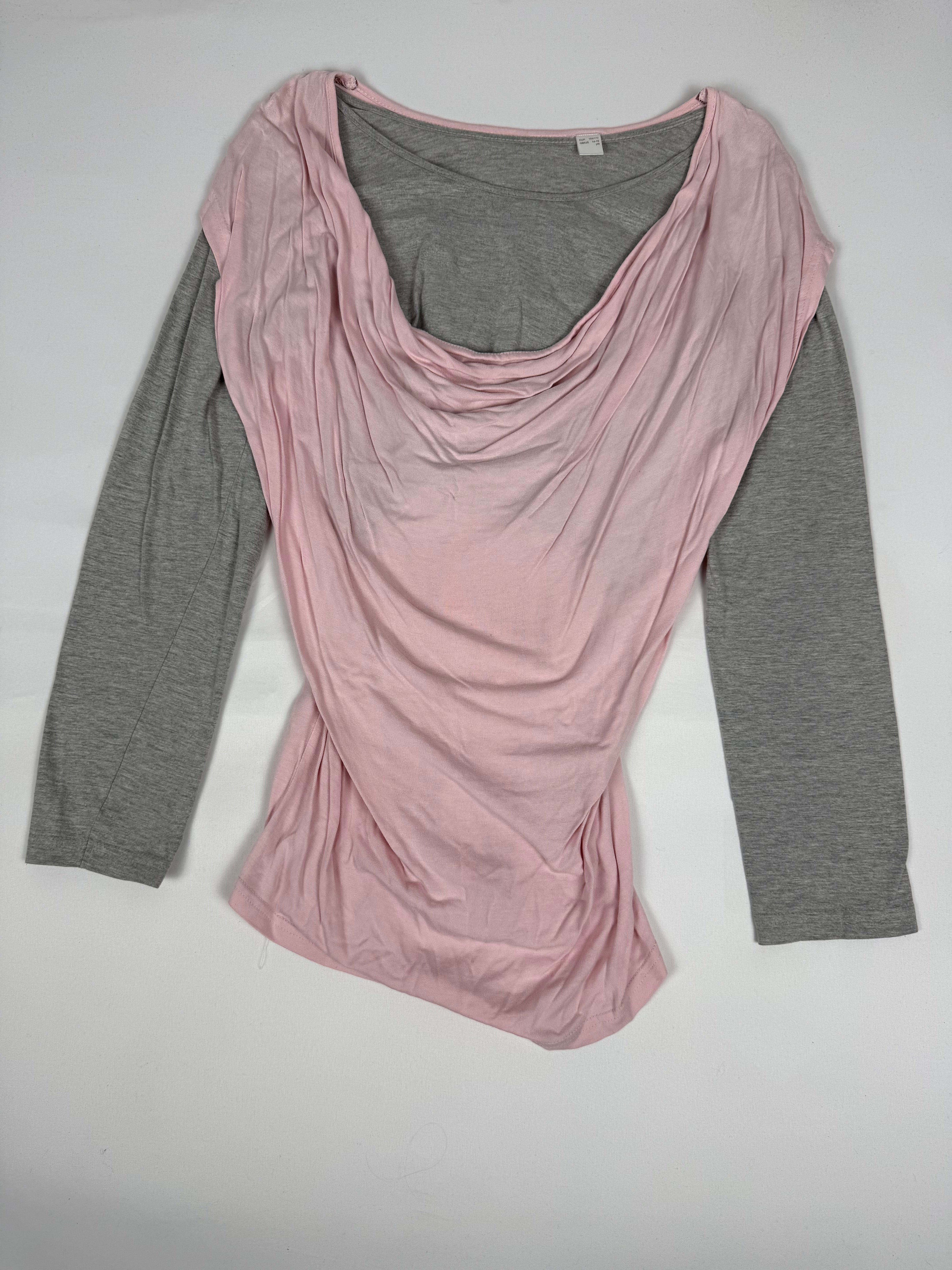 Pink 2 in 1 layer long sleeves top (M)