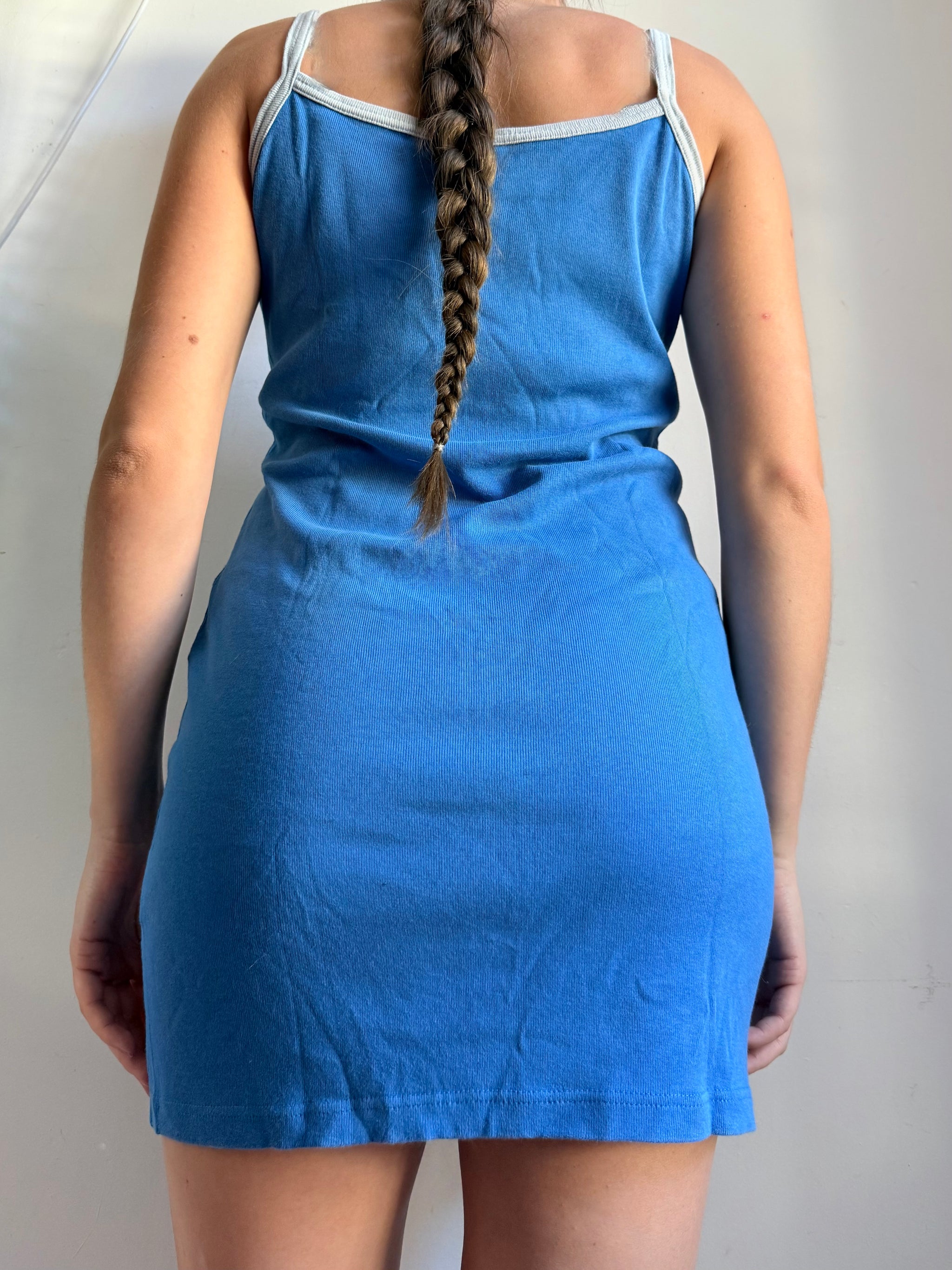 Blue cotton mini dress (M)