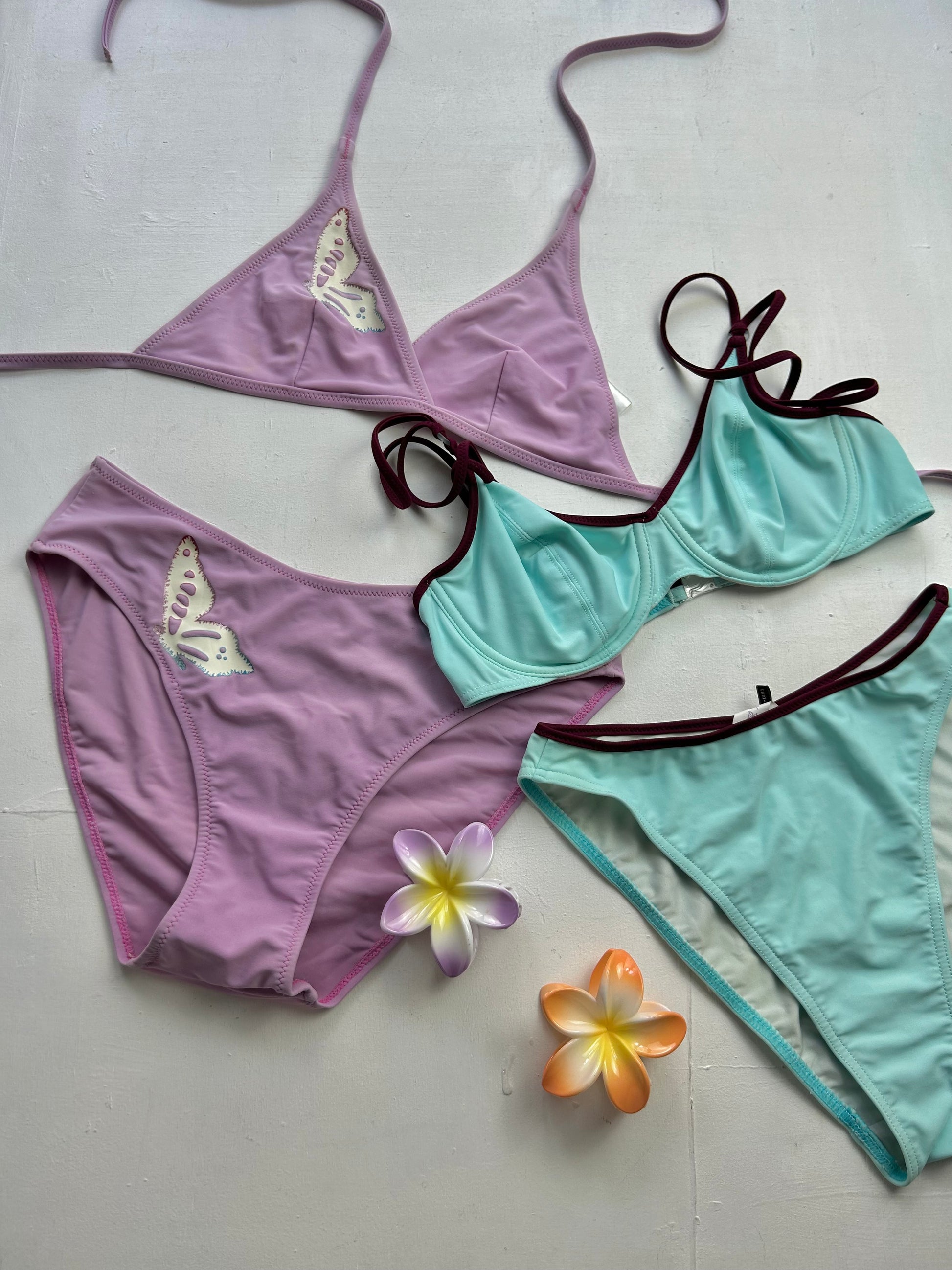 Blue mid rise y2k vintage bikini set (S/M)