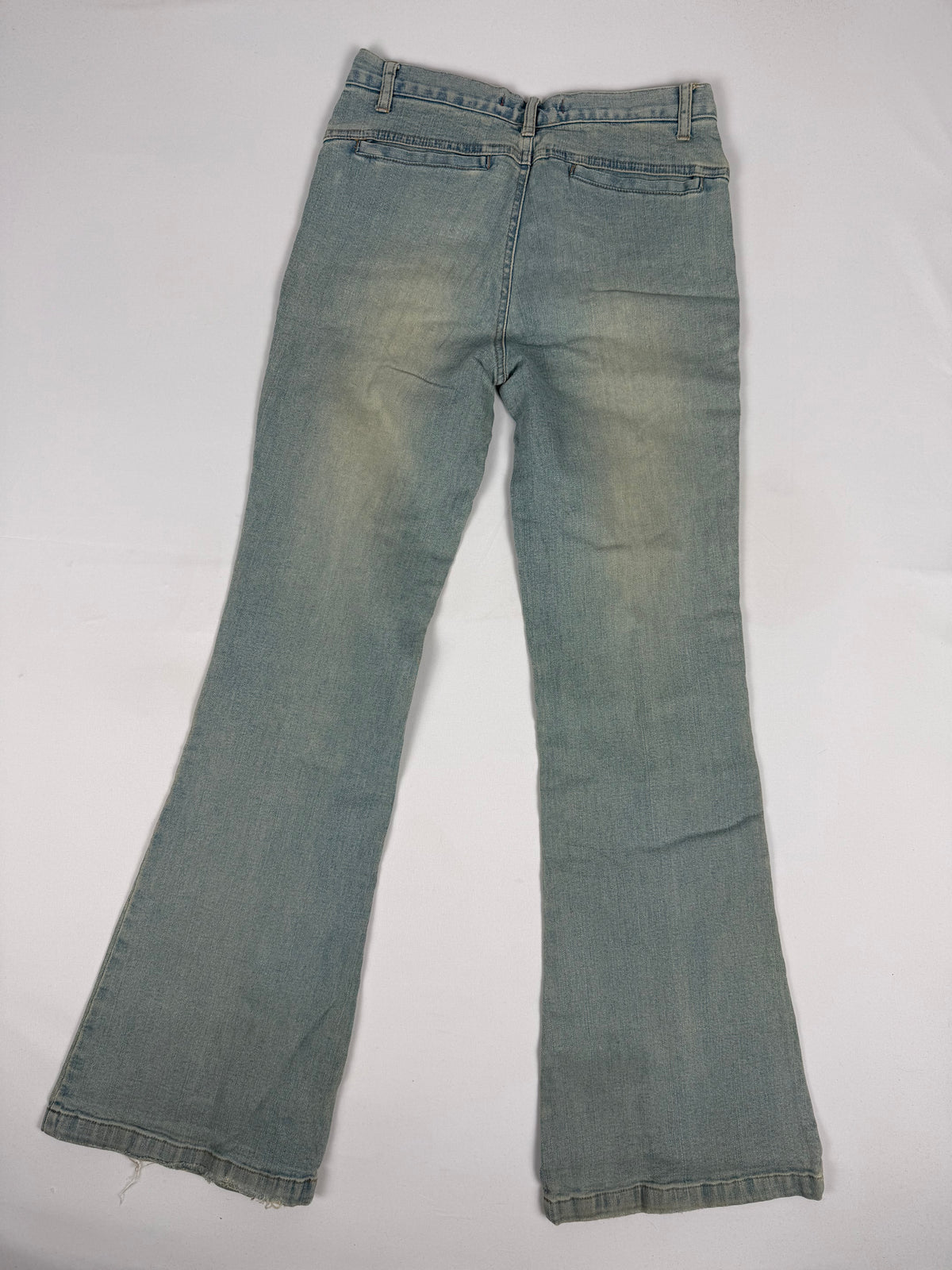 Blue denim lace up flare pants (XS)