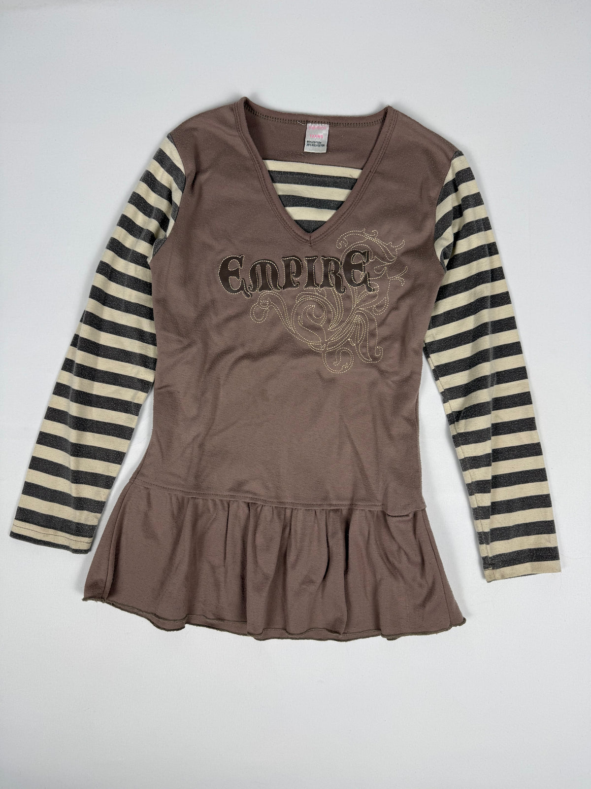 Brown 2 in 1 layer long sleeves top (XS)