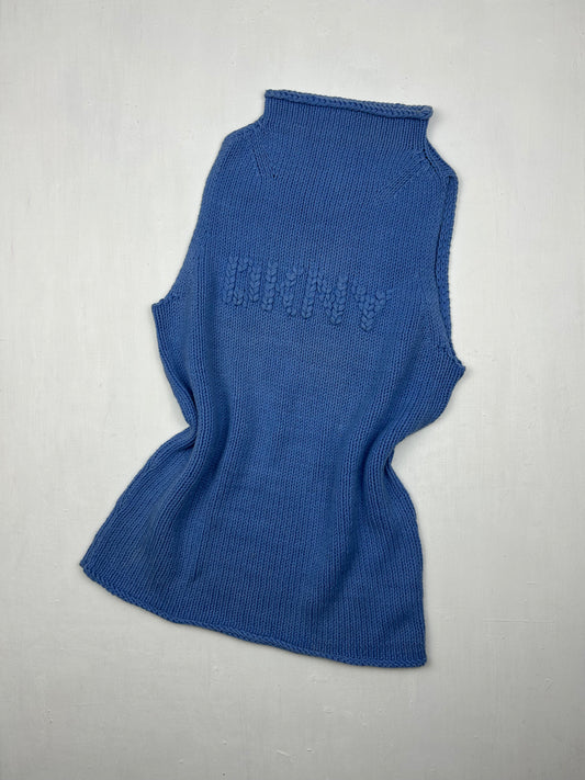 Blue logo sleeveless jumper (S)