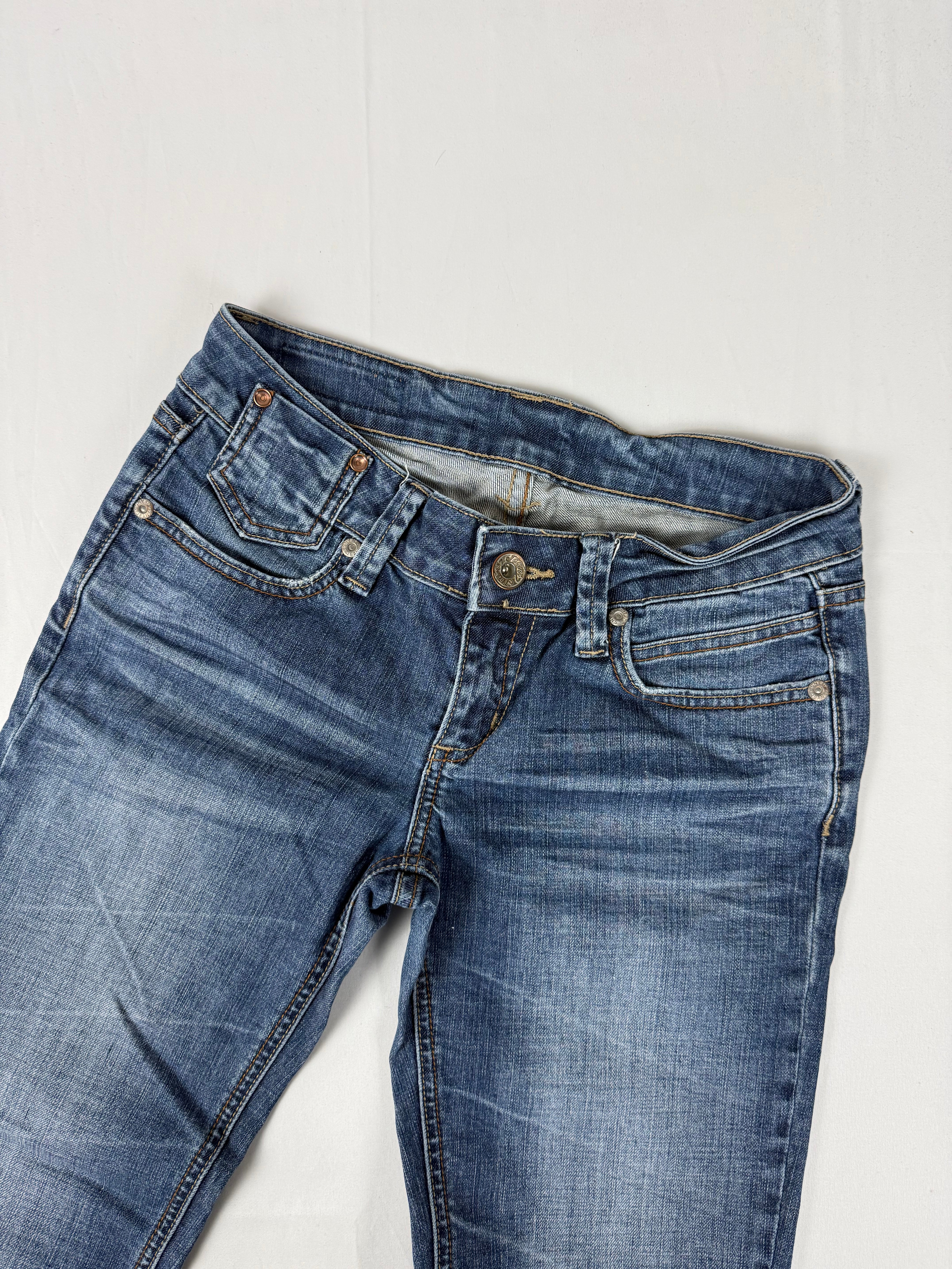 Blue denim low rise skinny pants (S)