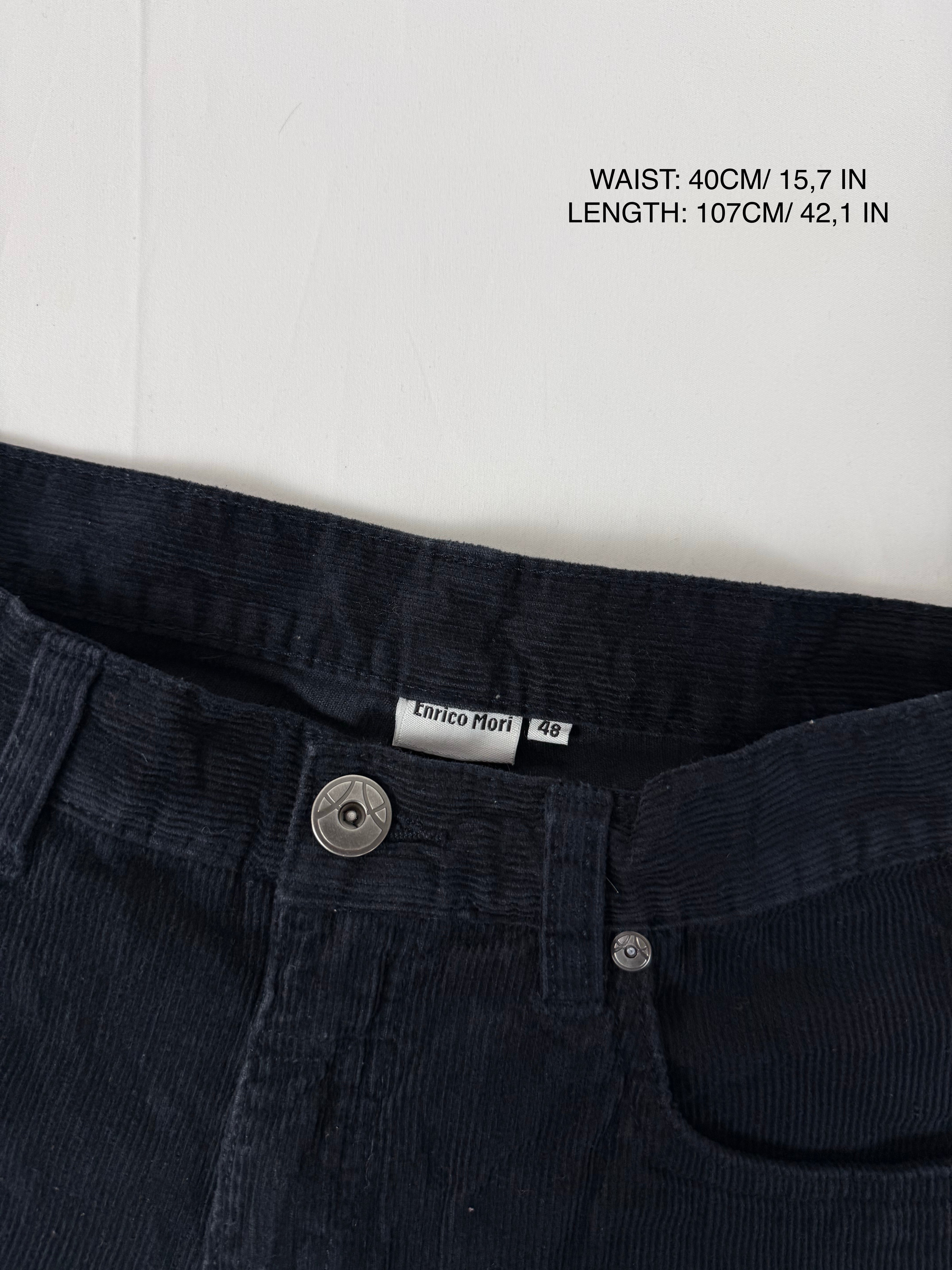 Navy ribbed denim low waist baggy pants (M)