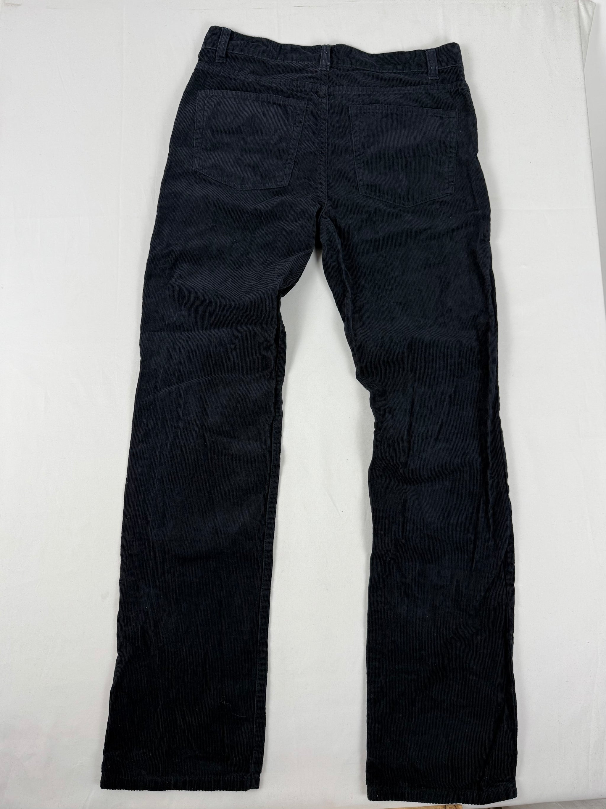 Navy ribbed denim low waist baggy pants (M)