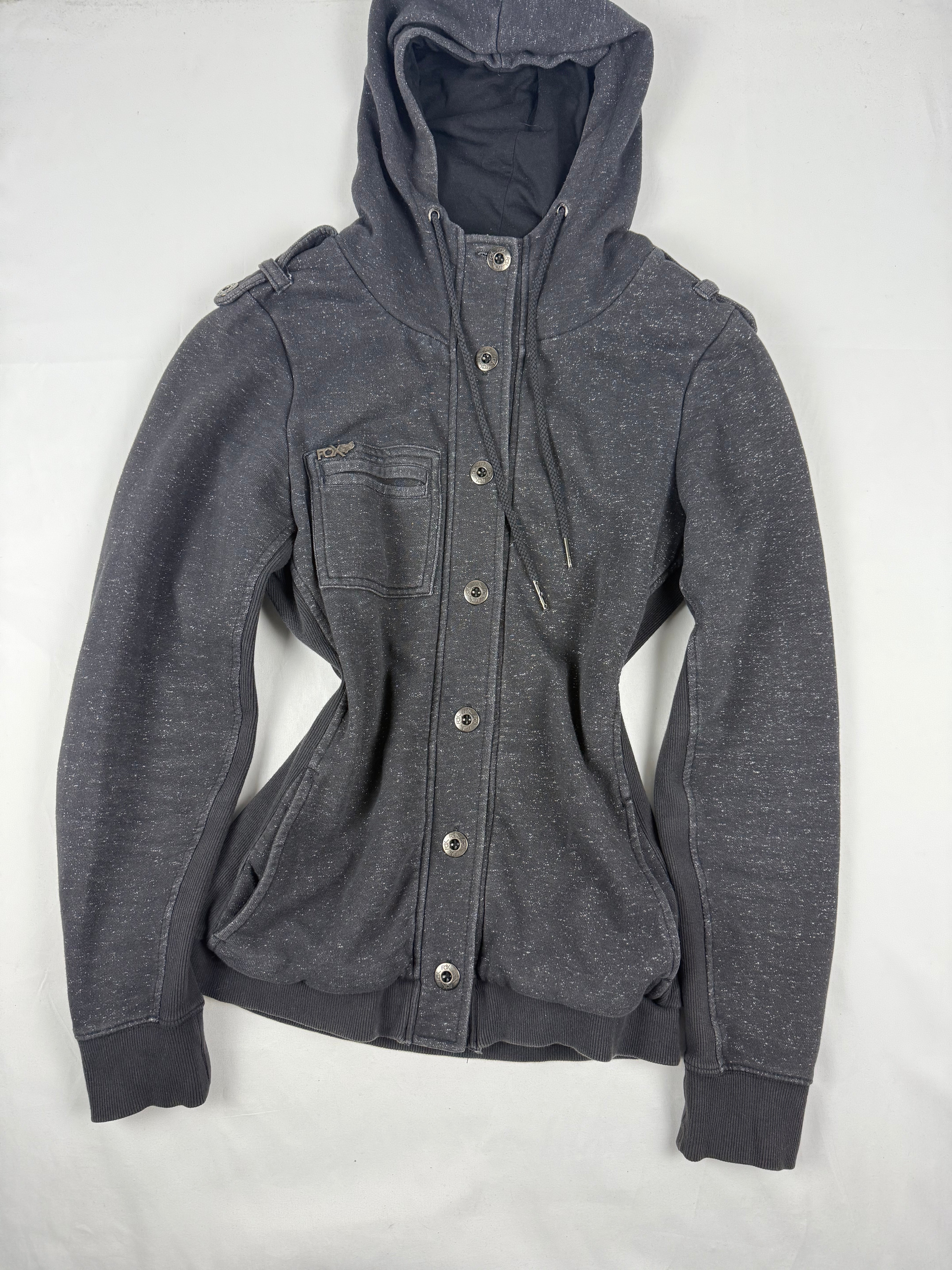 Grey cotton vintage hooded jacket (XL)