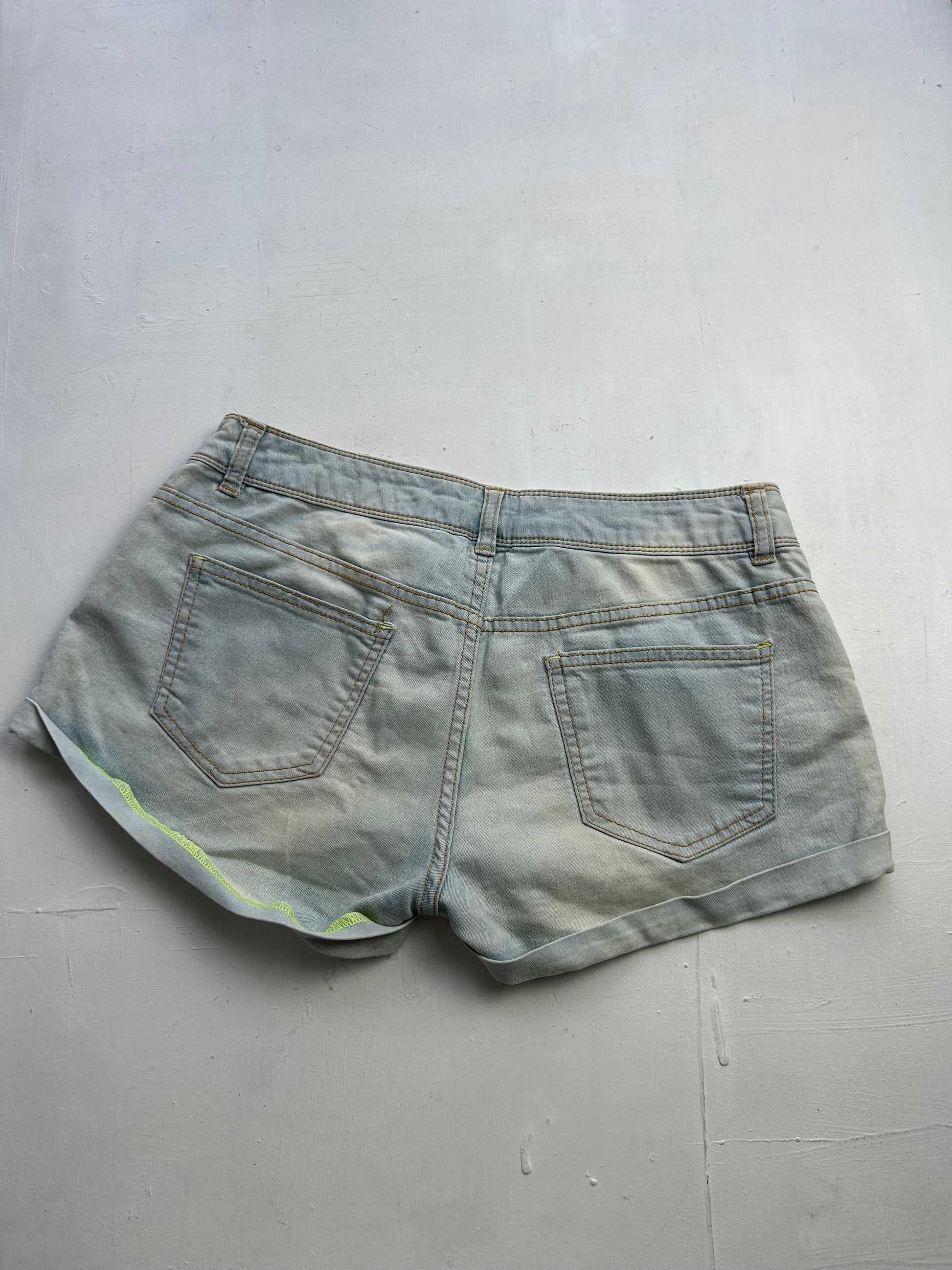 Blue denim low rise mini/ micro short (S/M)