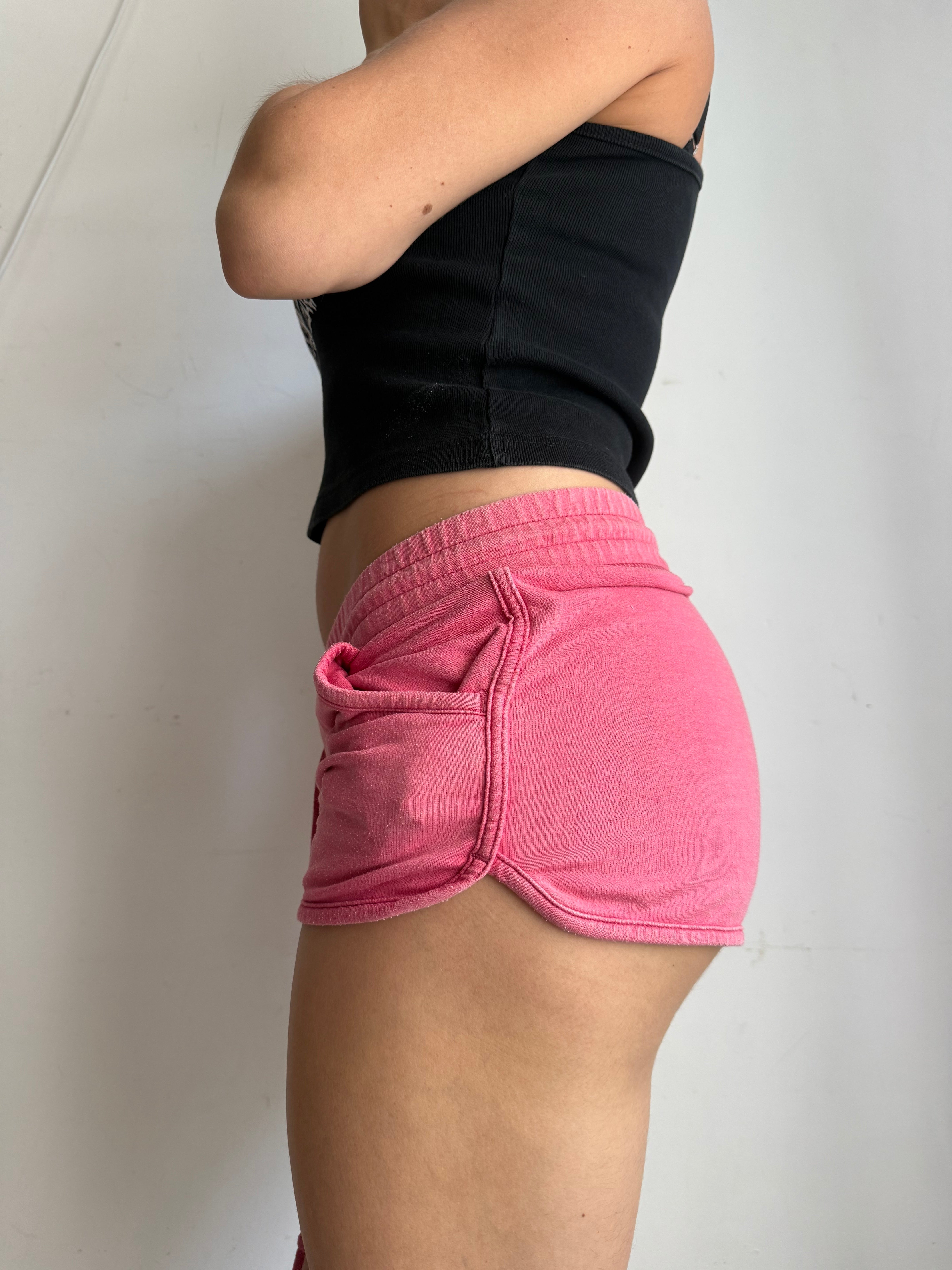 Pink cotton low rise mini short (S)