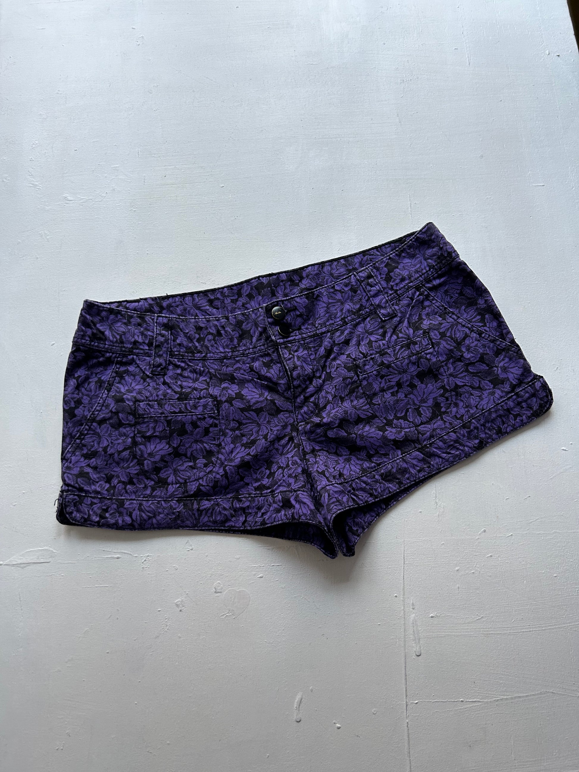 Purple floral print low rise mini/ micro short (M)