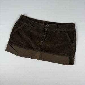 Brown low rise velvet ribbed mini skirt (XL)