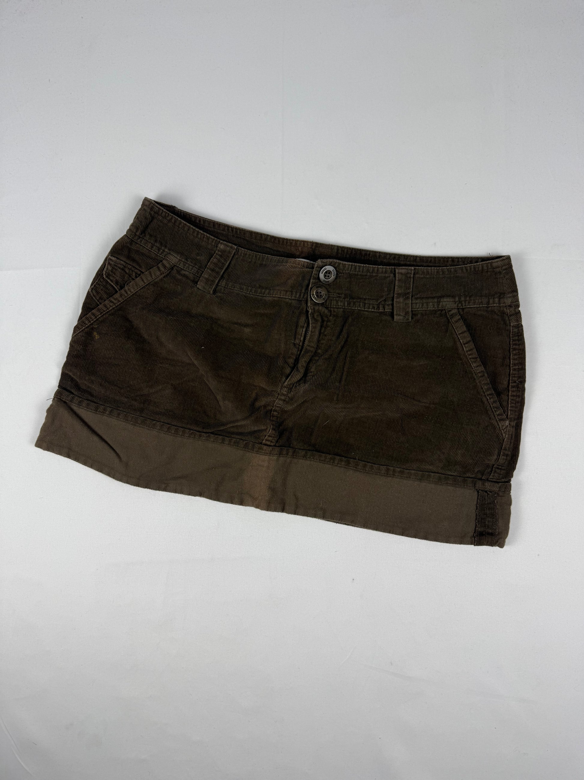Brown low rise velvet ribbed mini skirt (XL)