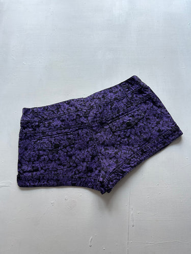 Purple floral print low rise mini/ micro short (M)