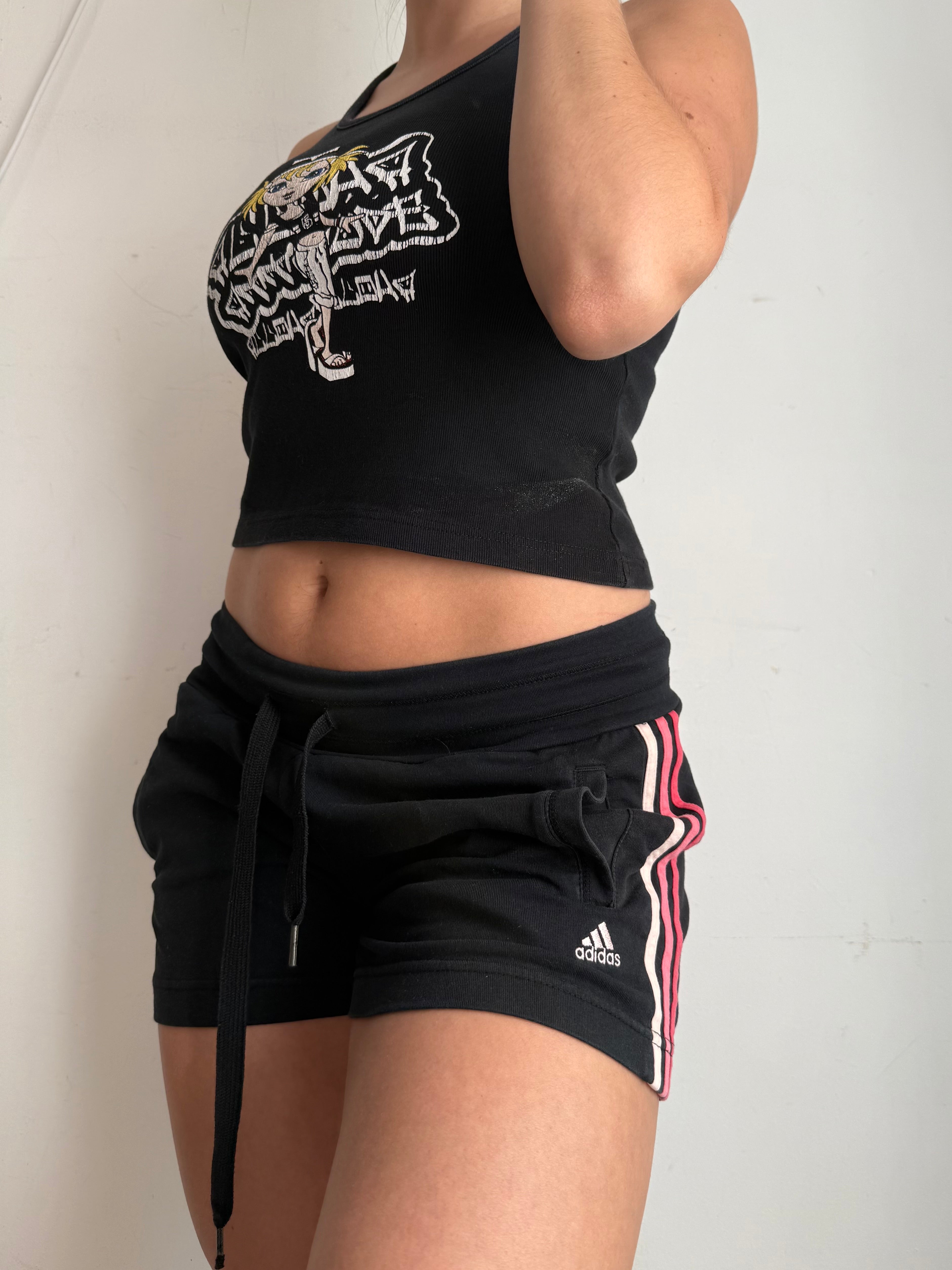 Black activewear low rise mini short (M)
