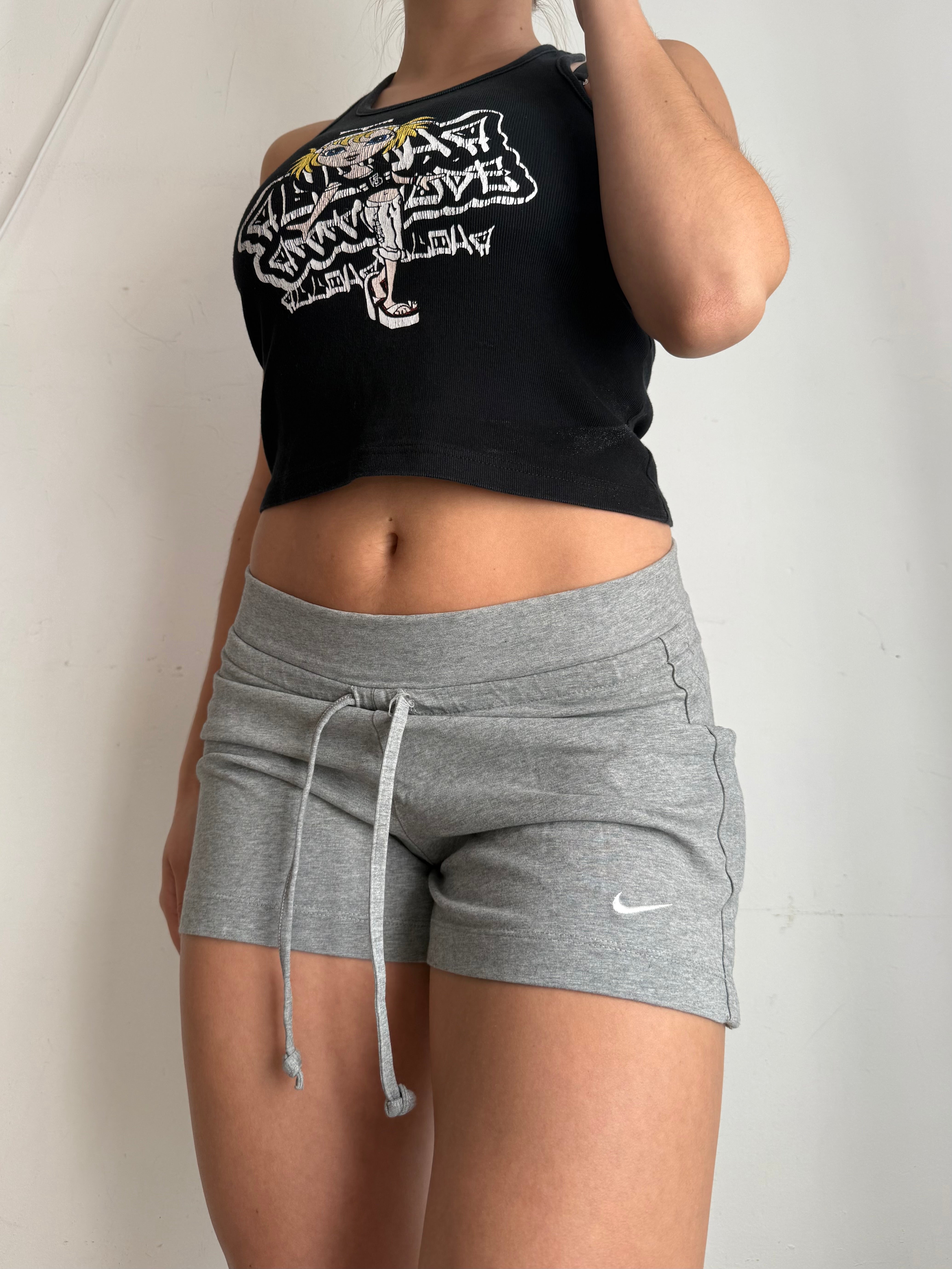 Grey cotton activewear mini short (S)