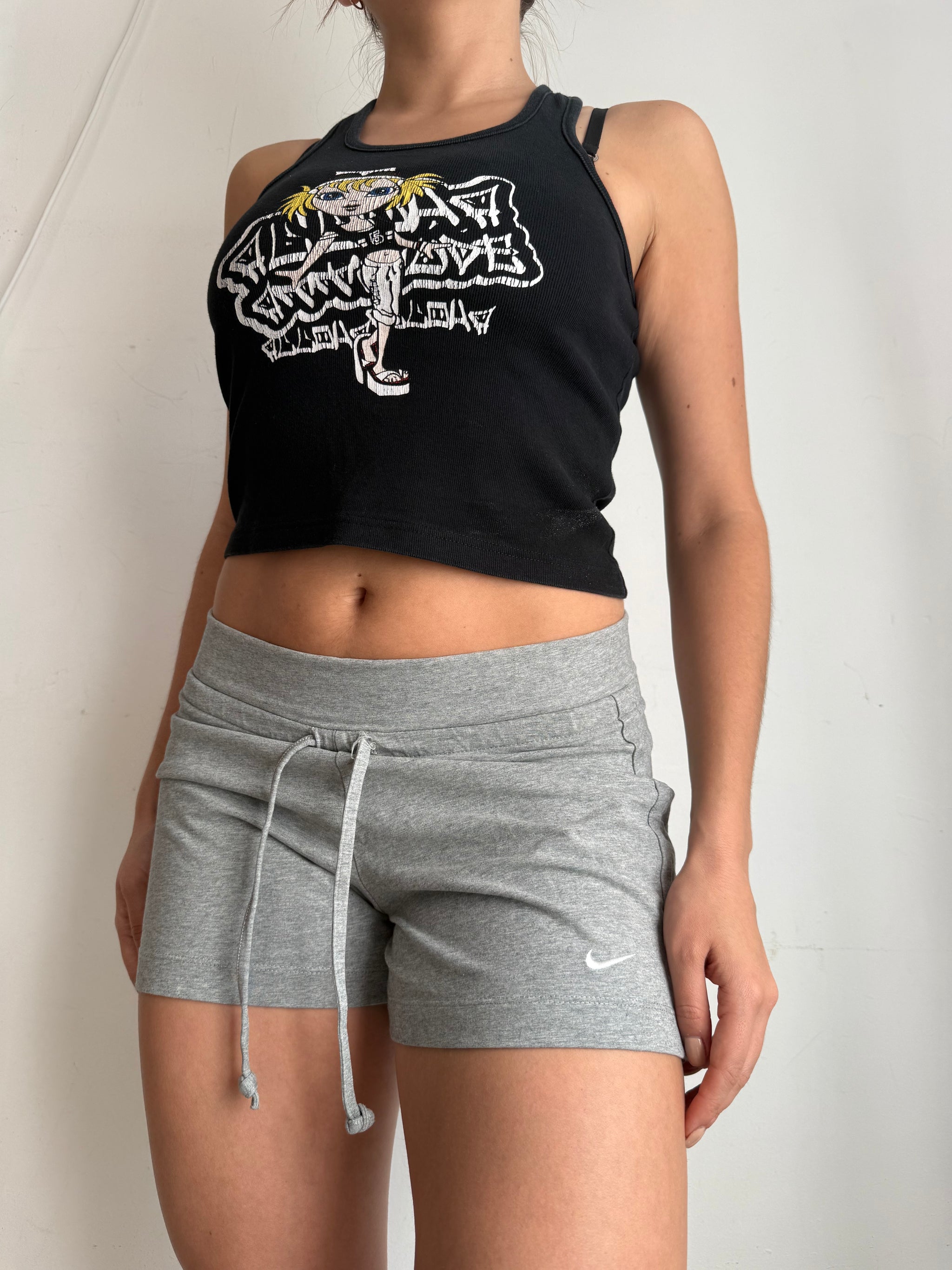 Grey cotton activewear mini short (S)