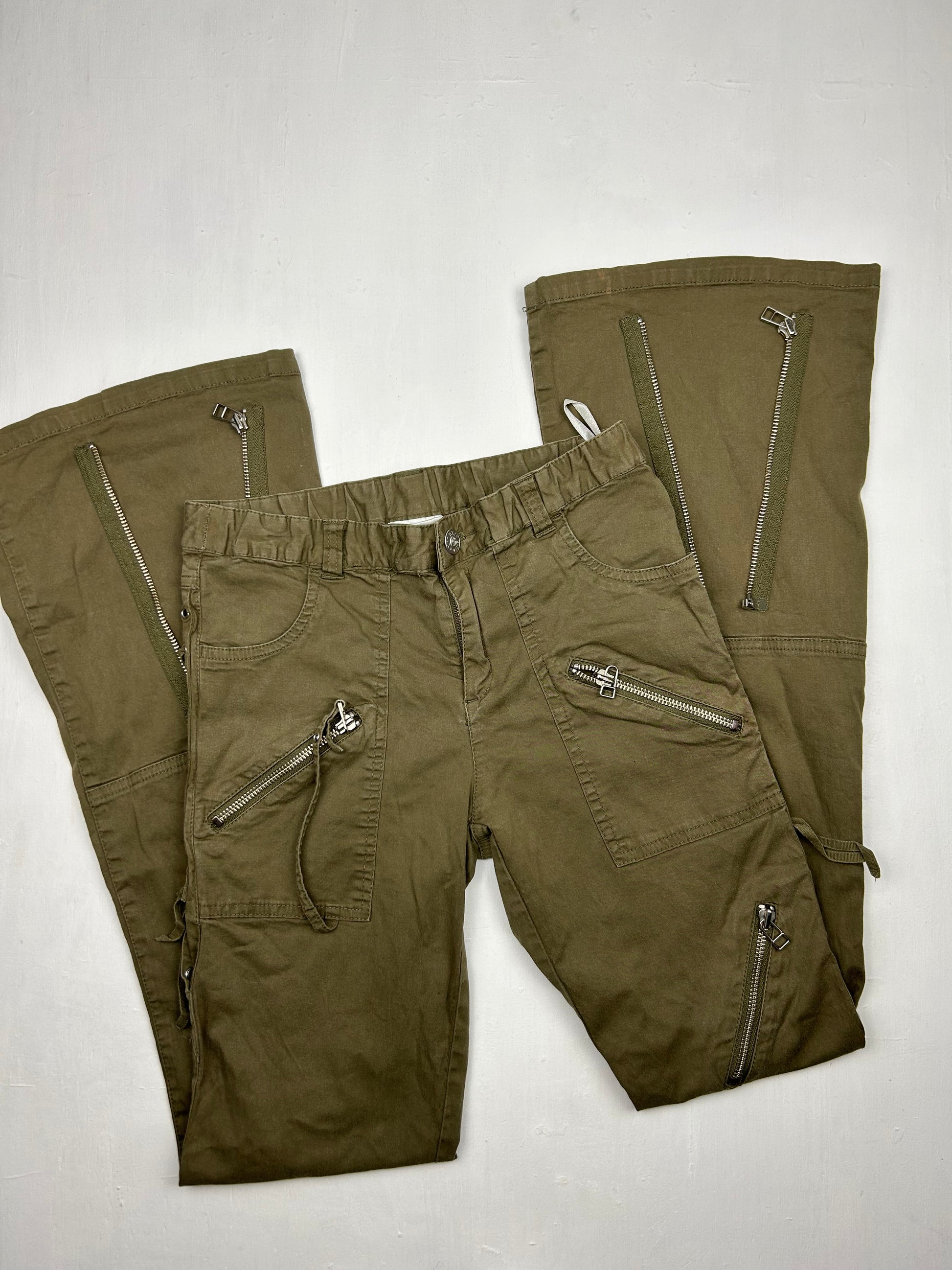 Lace up low rise utility pants