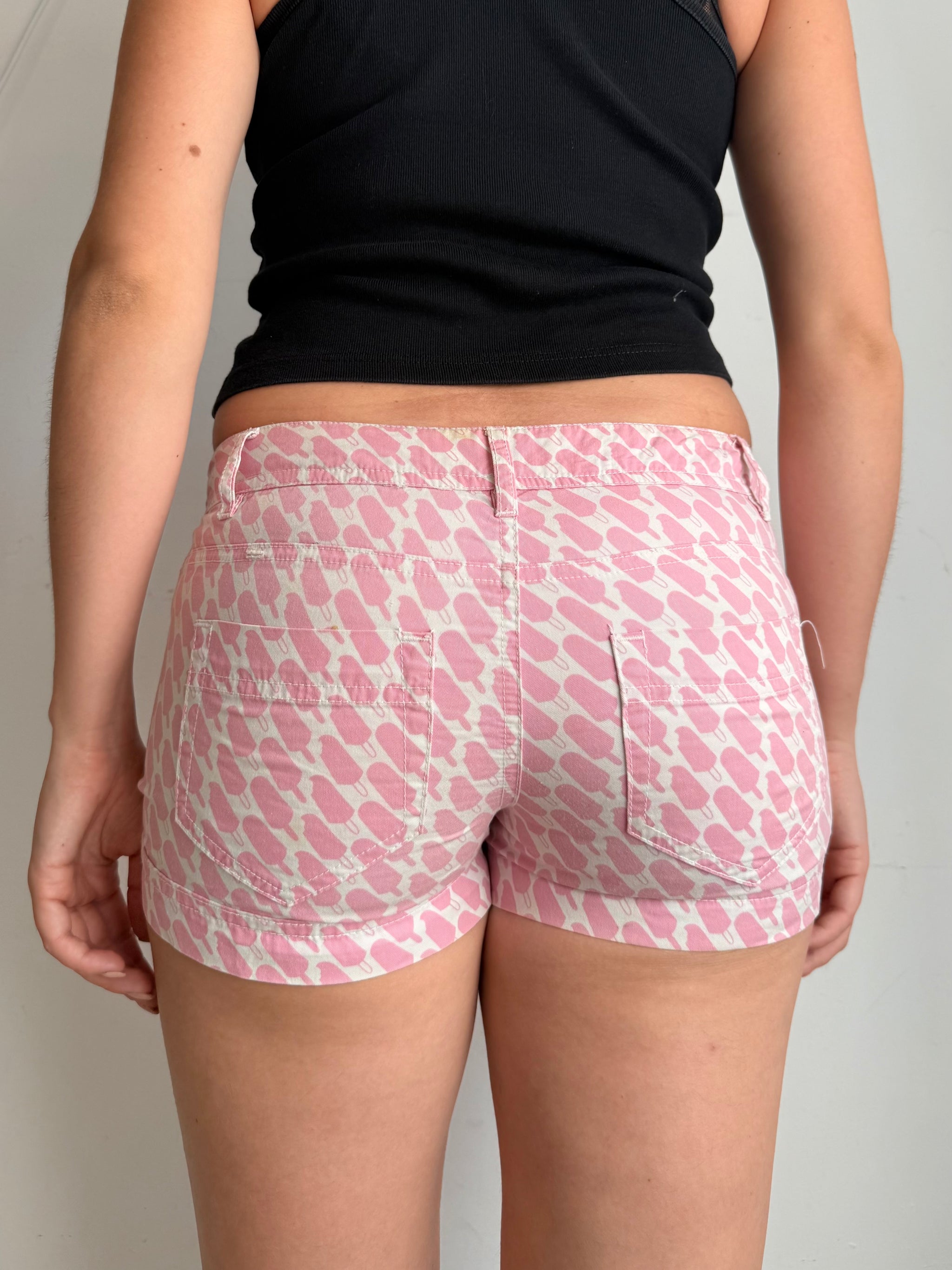 Ice cream print cotton low rise mini short (S)
