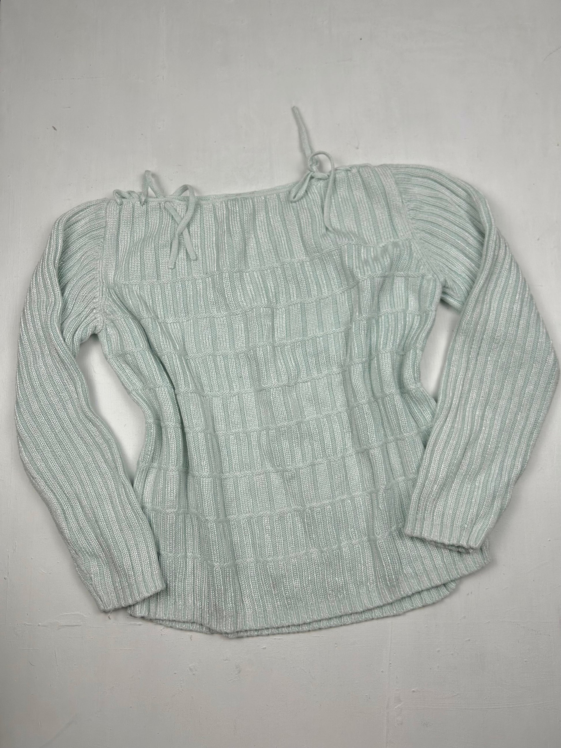 Baby blue tie up 100% cotton jumper (S)