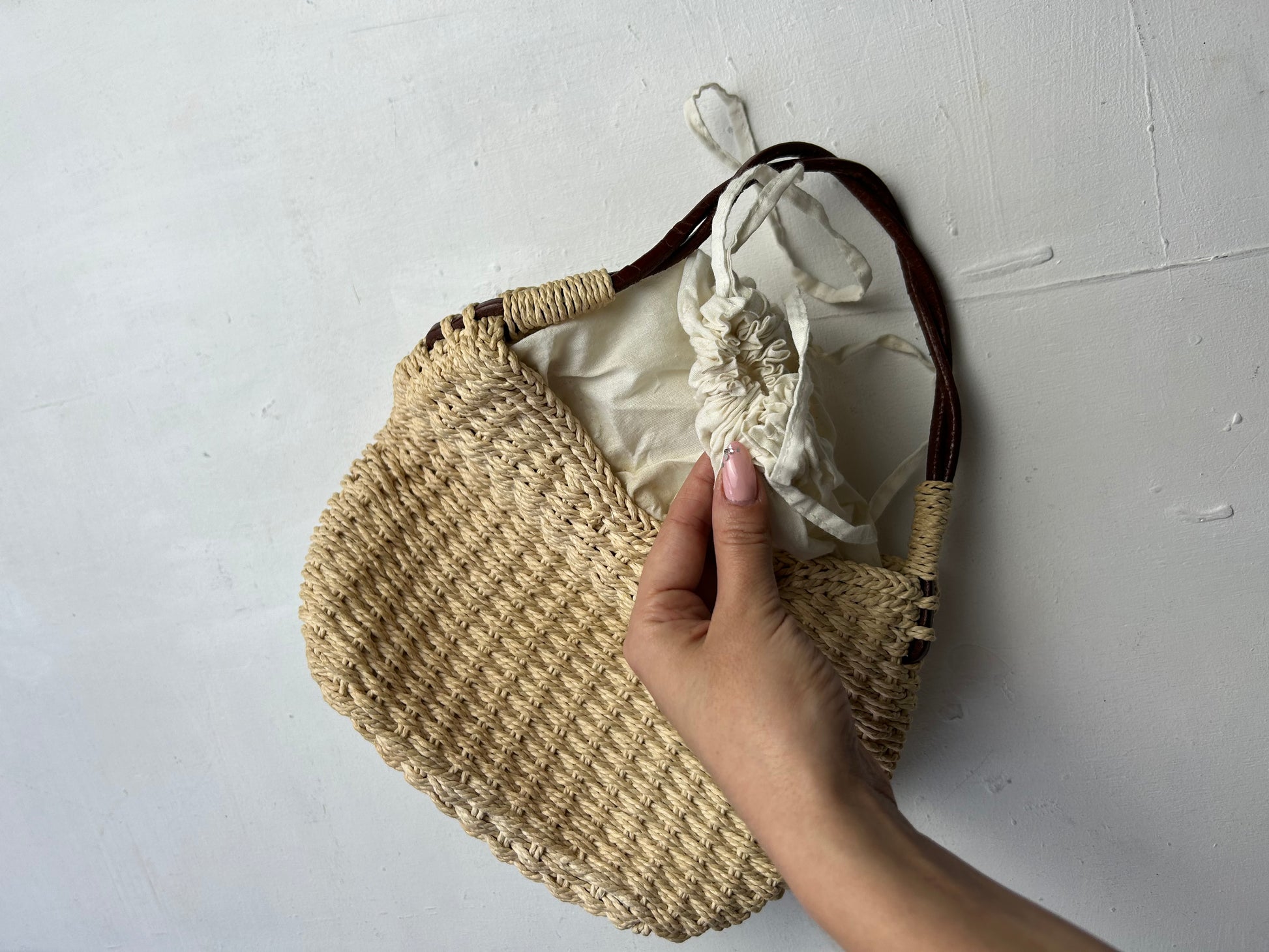 Beige cream y2k vintage beachwear mini bag