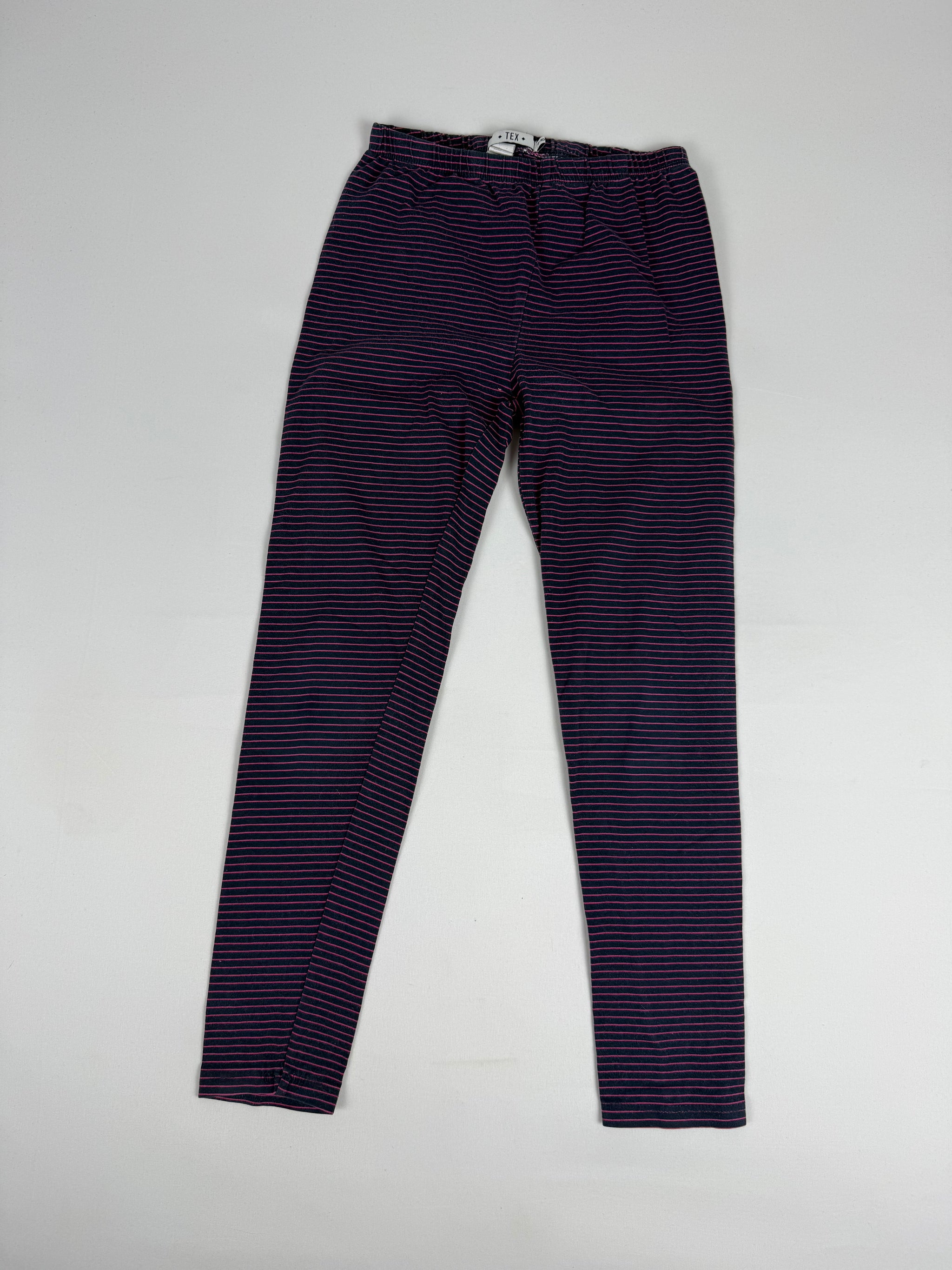 Navy & pink striped cotton capri pants (XS)