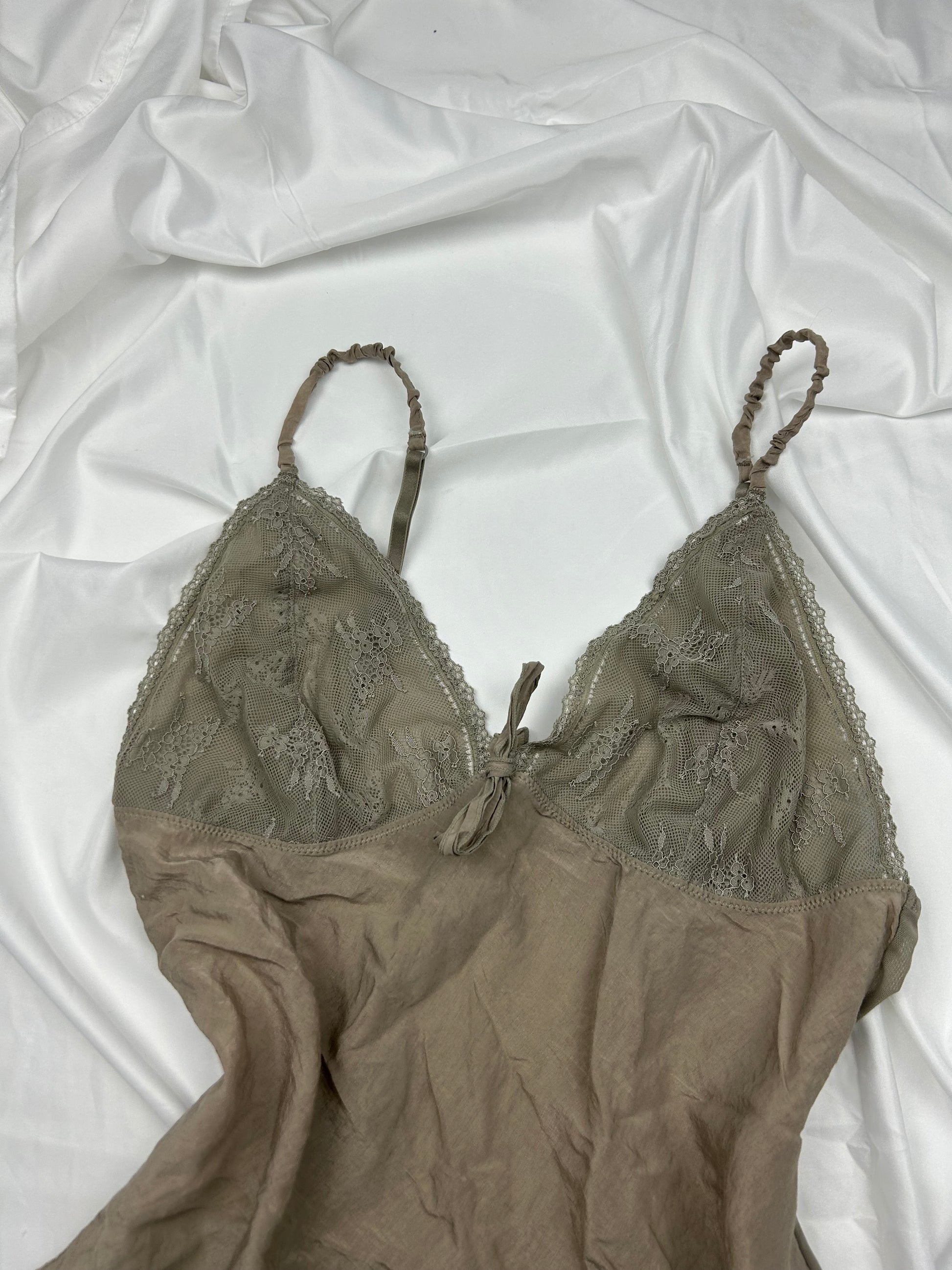 Khaki mesh babydoll cami top (M/L)