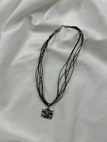 Silver boho cord necklace