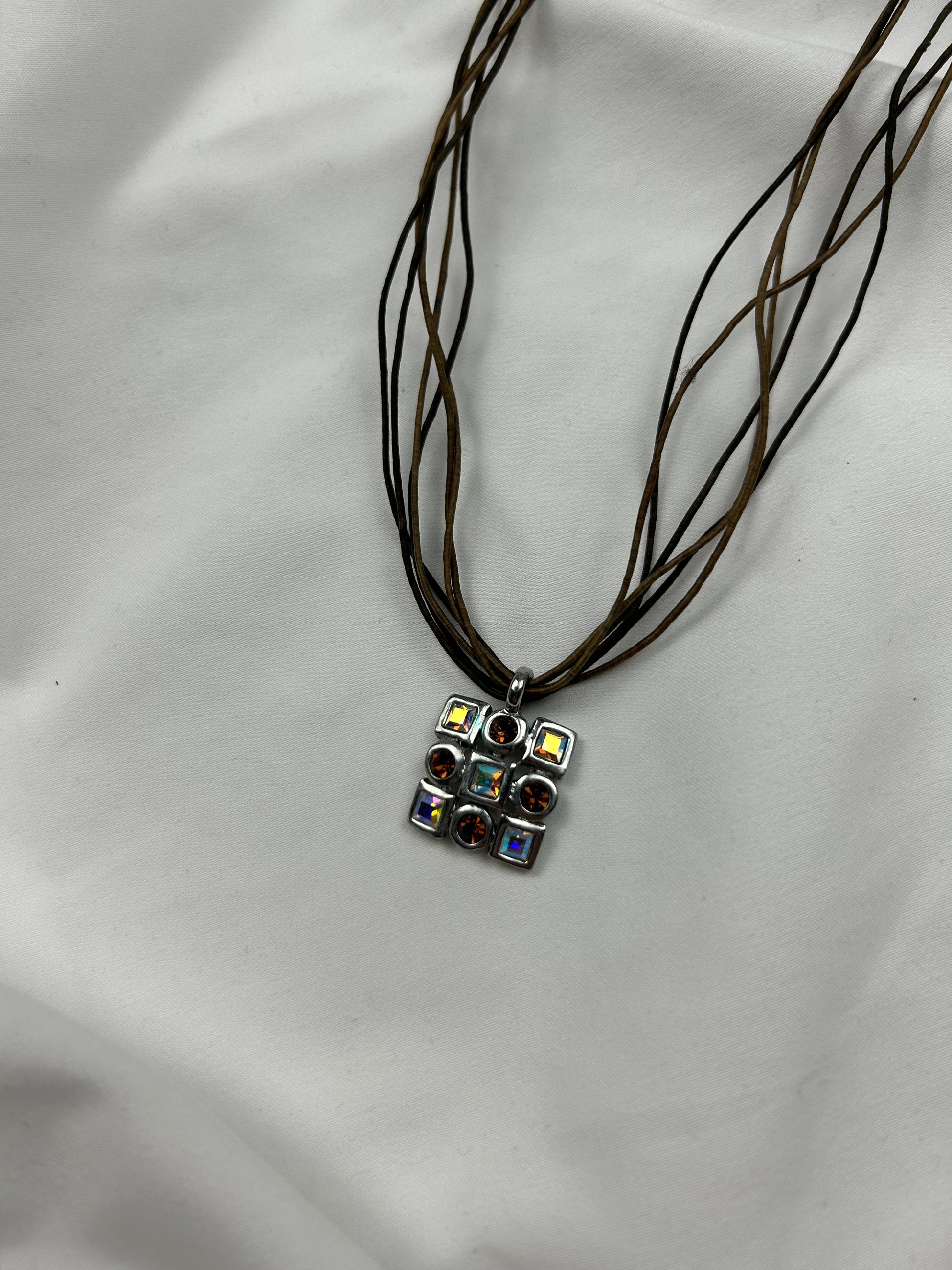 Silver boho cord necklace