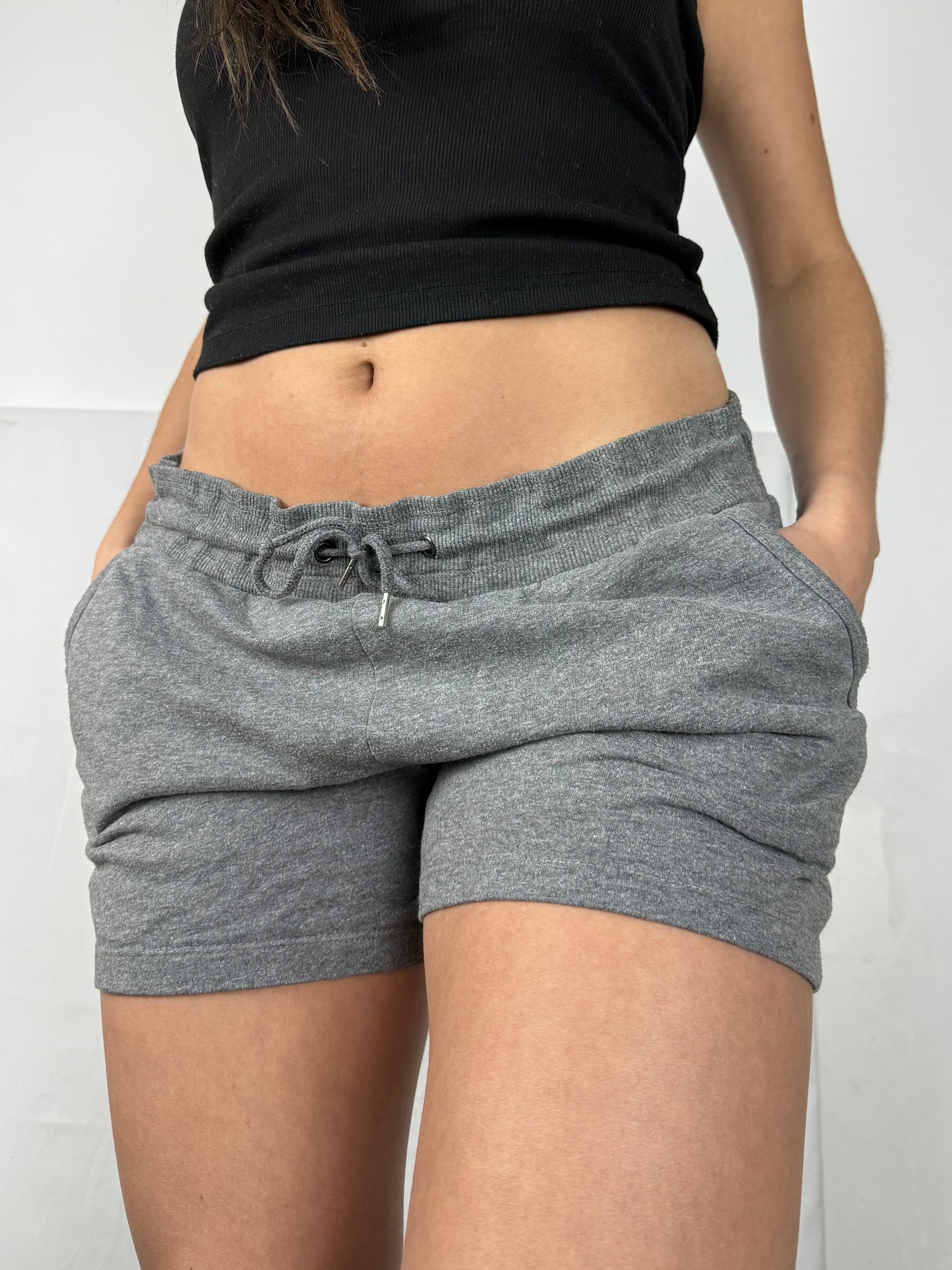 Grey cotton low rise activewear mini short (XL)