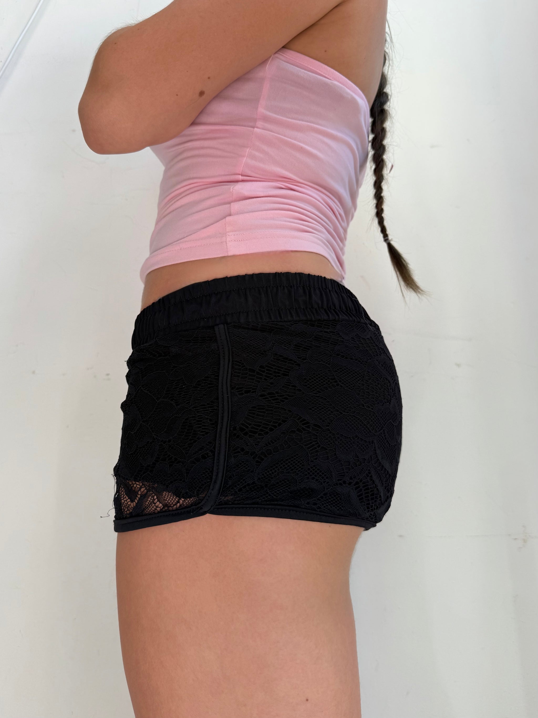 Black mesh lined low rise mini short (S)