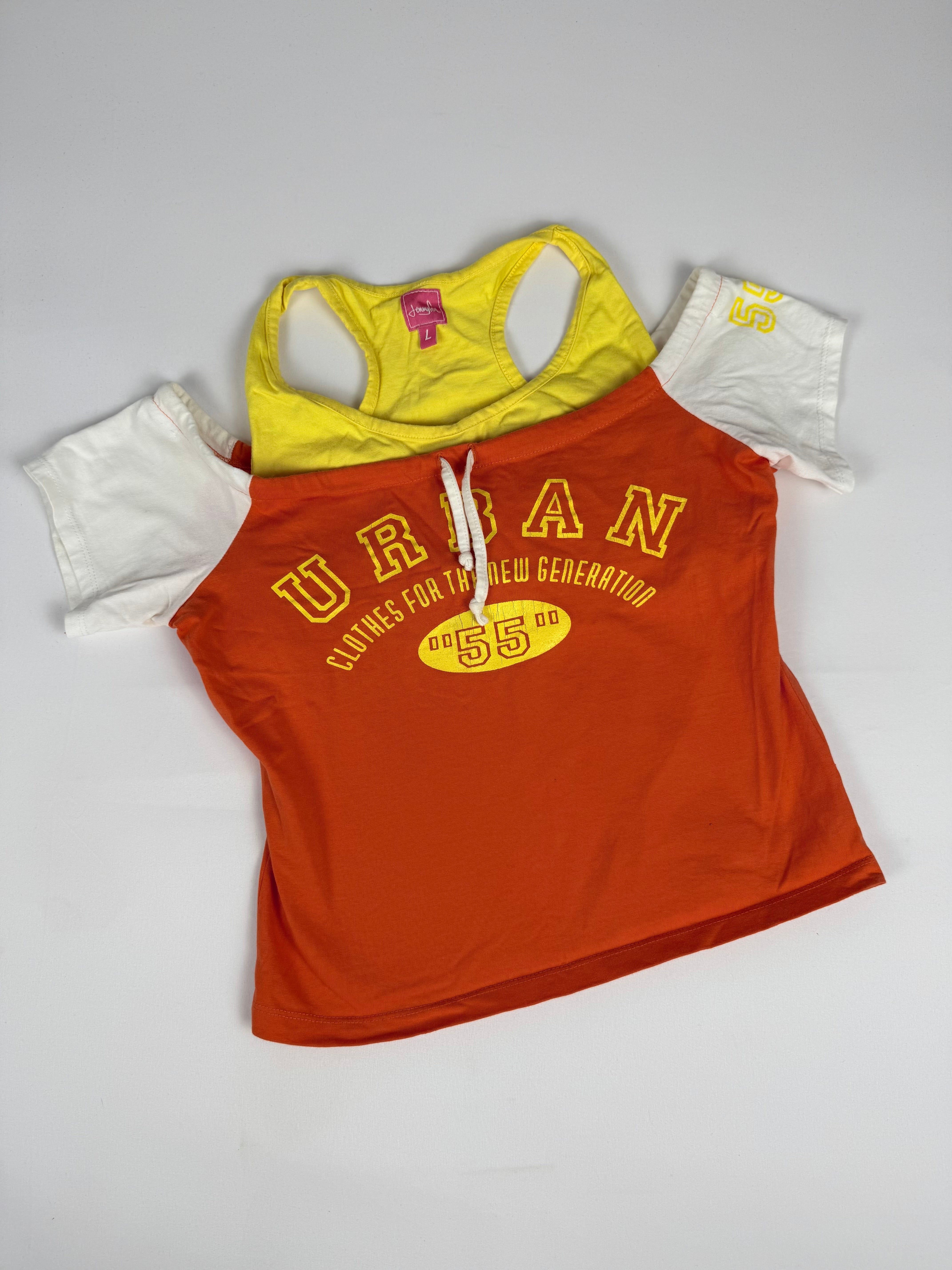 Orange graphic activewear cotton tee (L)