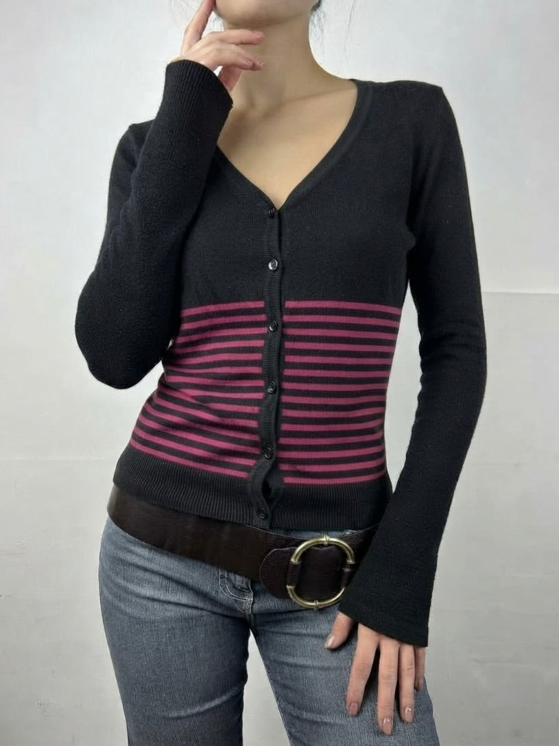 Black striped cardigan jumper (XL)