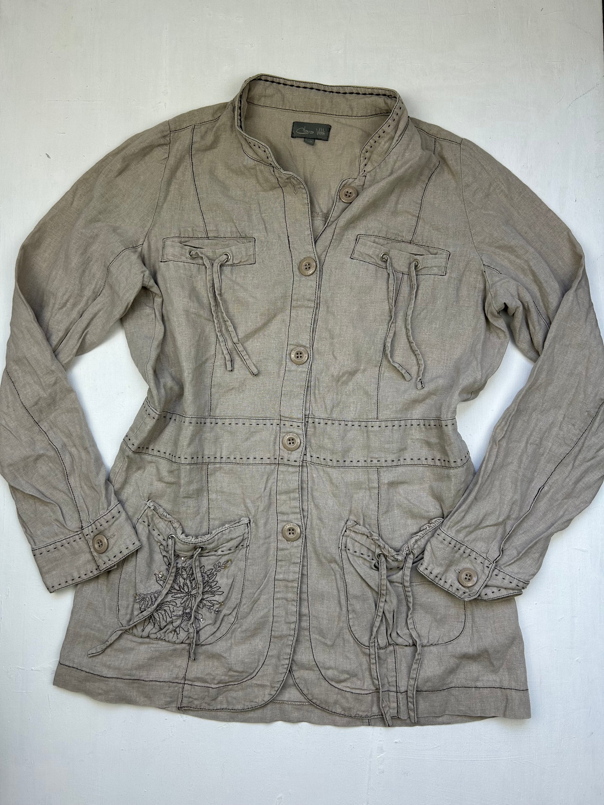 Beige linen blazer jacket (XL)