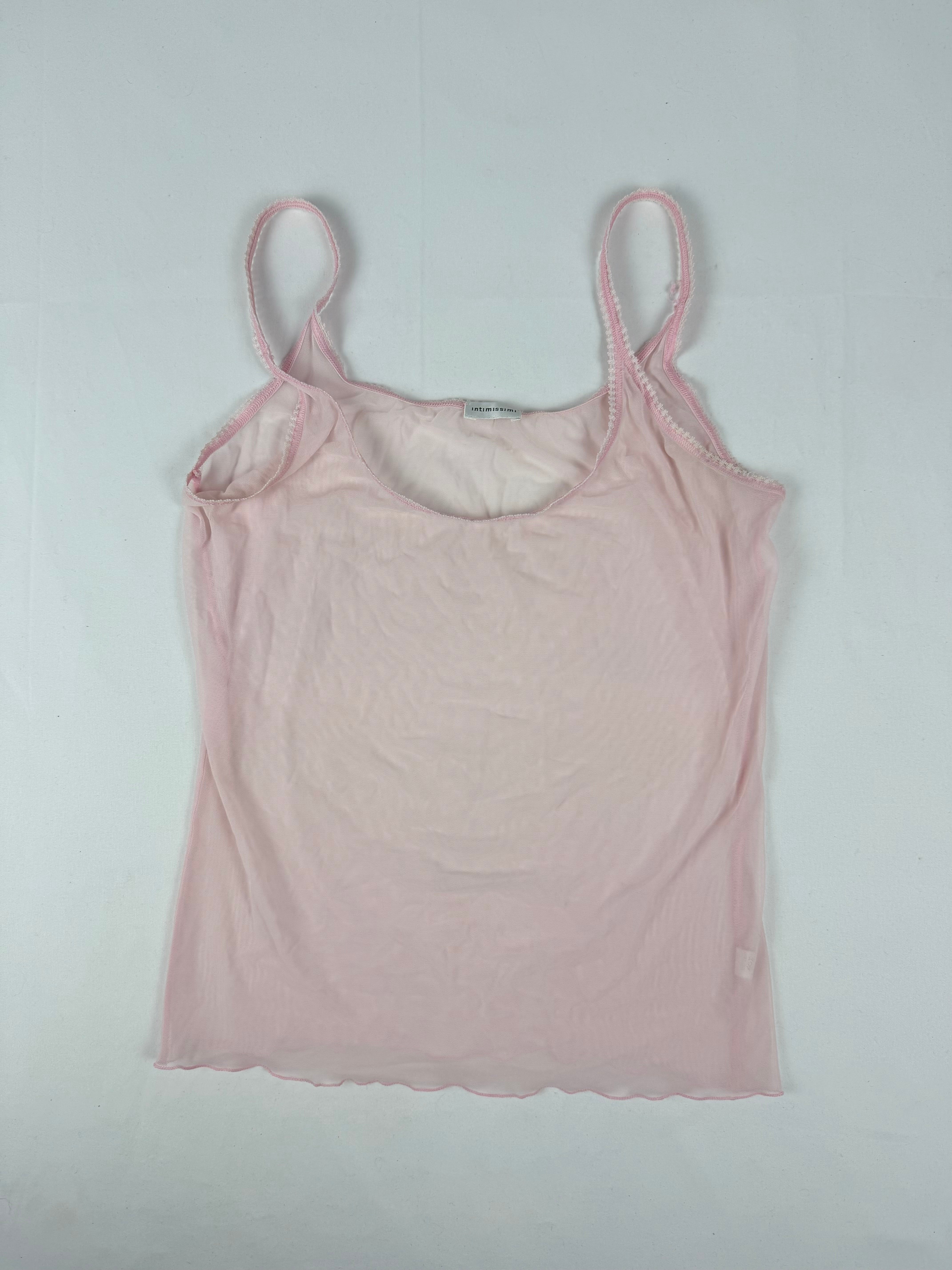 Baby pink mesh babydoll cami top (M)